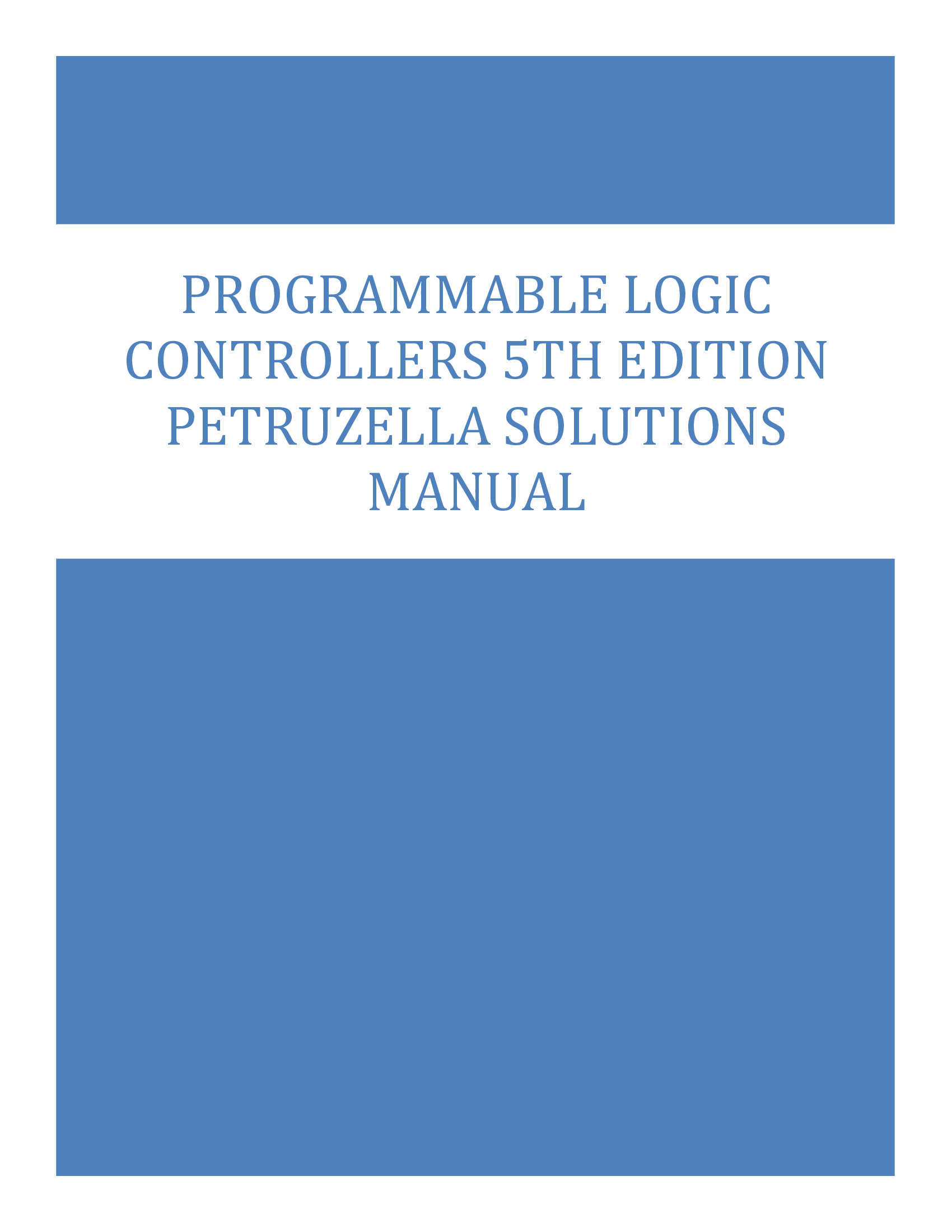 Programmable Logic Controllers 5th Edition Petruzella Solutions Manual