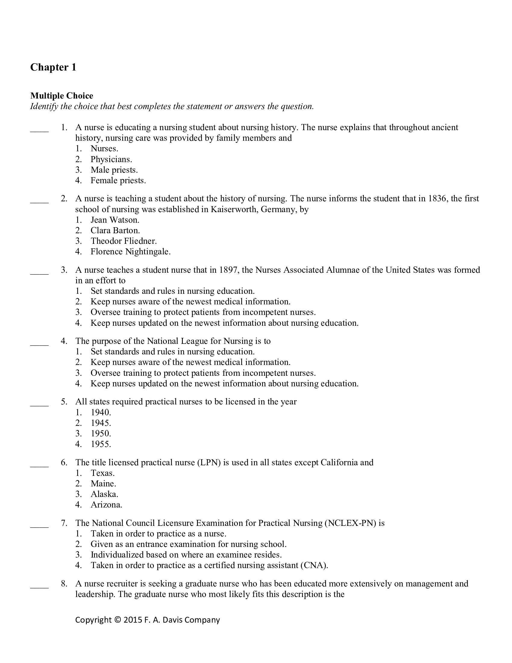 Test Bank for Fundamentals of Nursing Care 2nd Edition by Burton