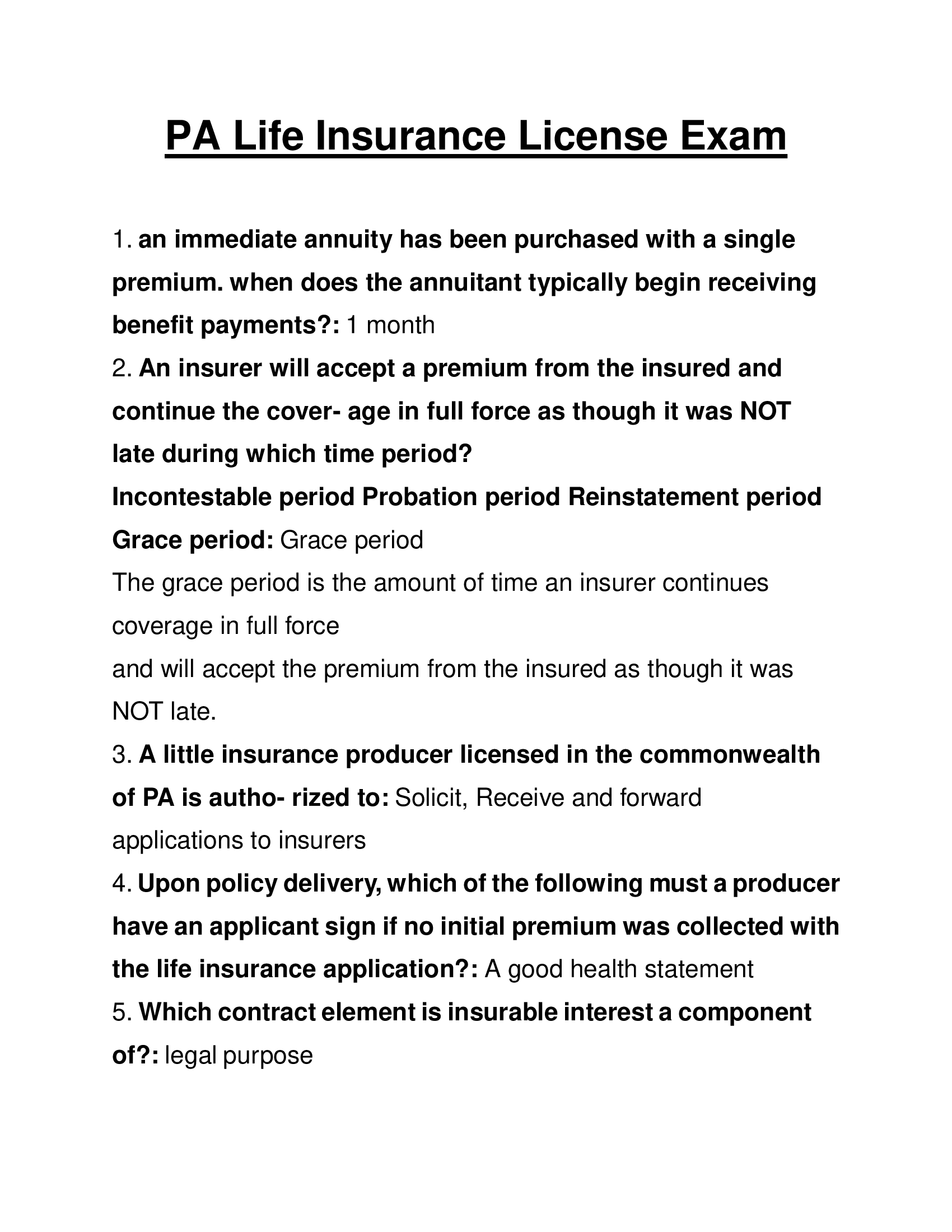 PA Life Insurance License Exam 2026 – Complete Multiple Choice Question Set with Answers