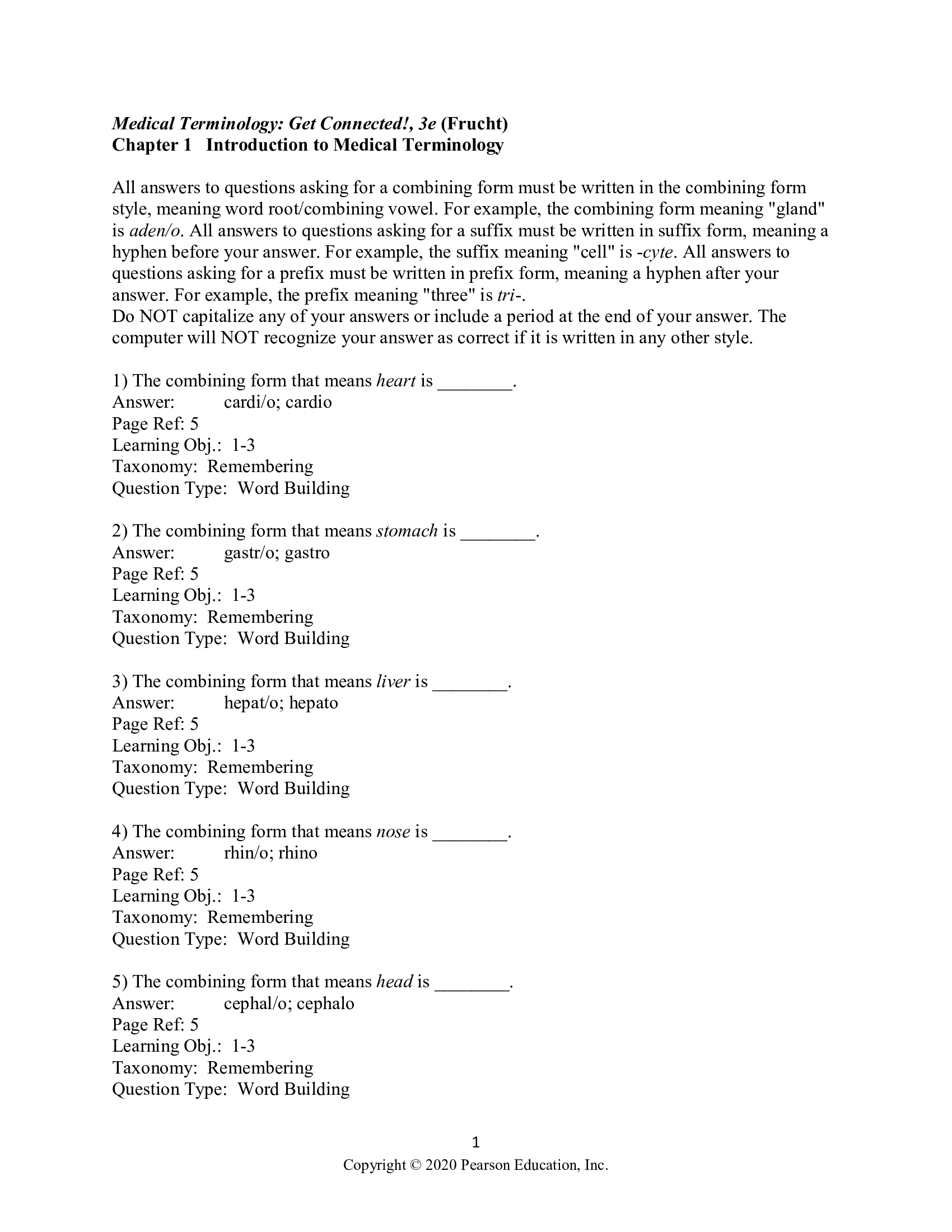 Test Bank for Medical Terminology Get Connected 3rd Edition by Frucht