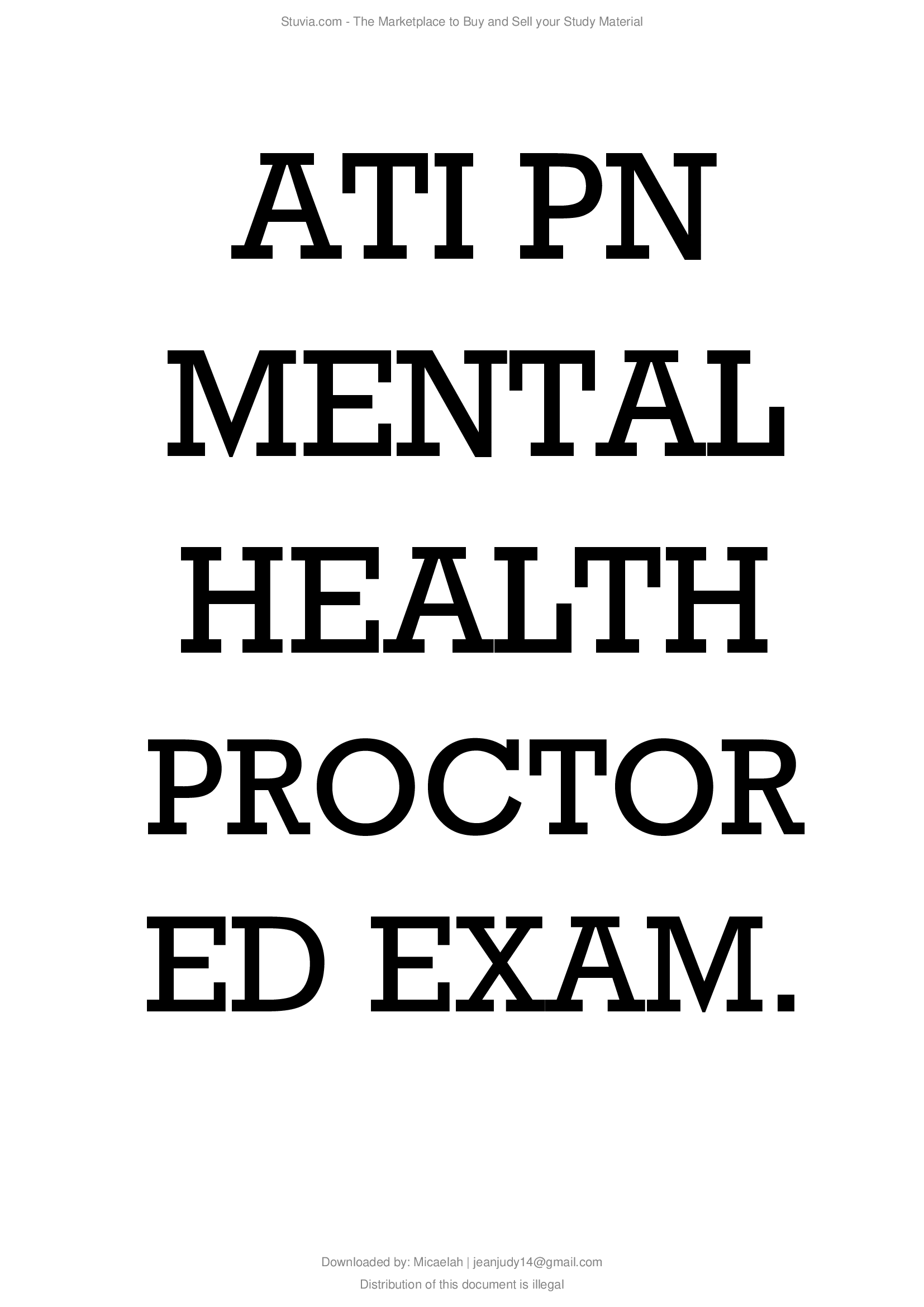ATI PN MENTAL HEALTH PROCTORED EXAM UPDATED 2026