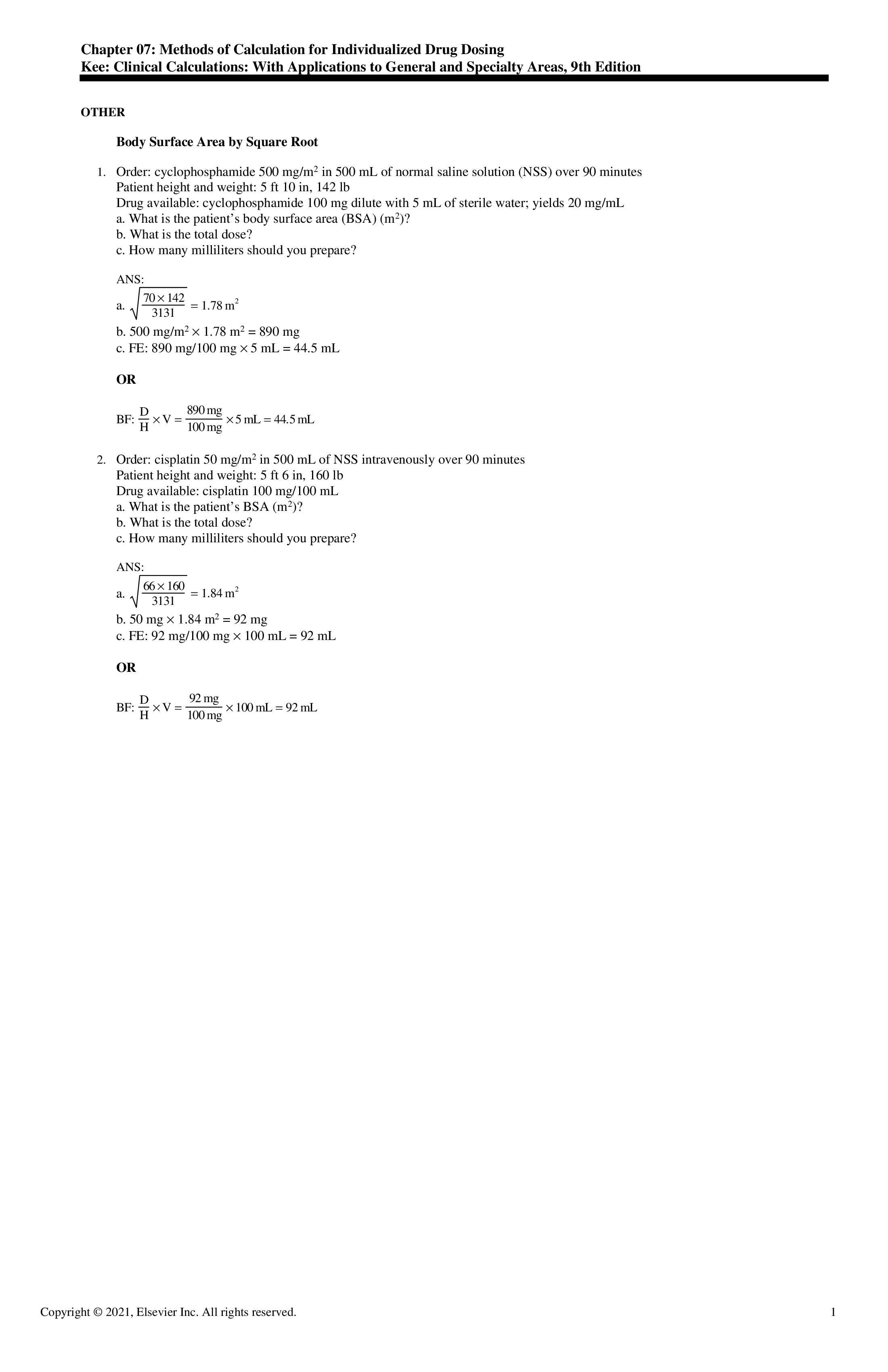 LeFever Kee’s Clinical Calculations 9th Edition | Verified Test Bank