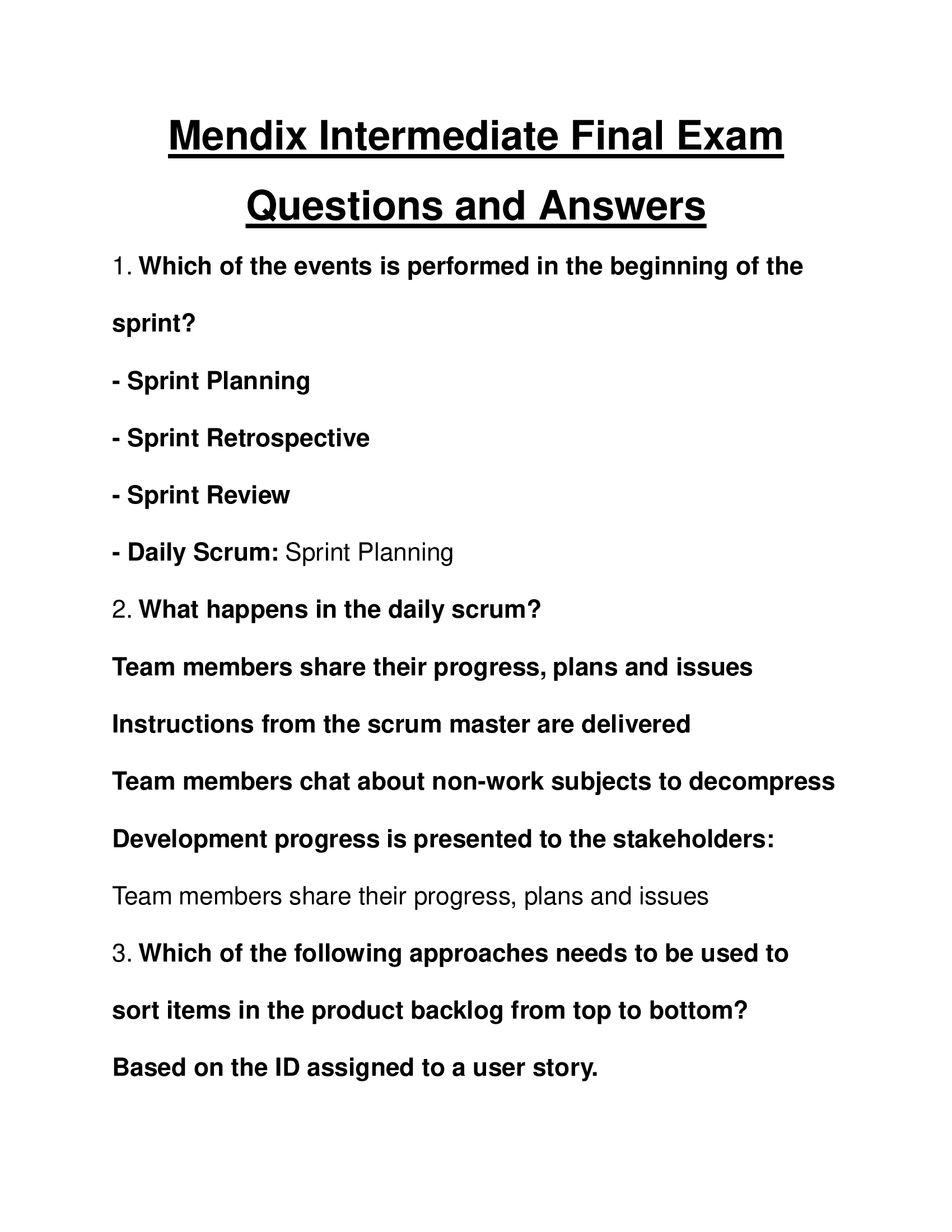 Mendix Intermediate Final Exam 2024 Questions and Answers