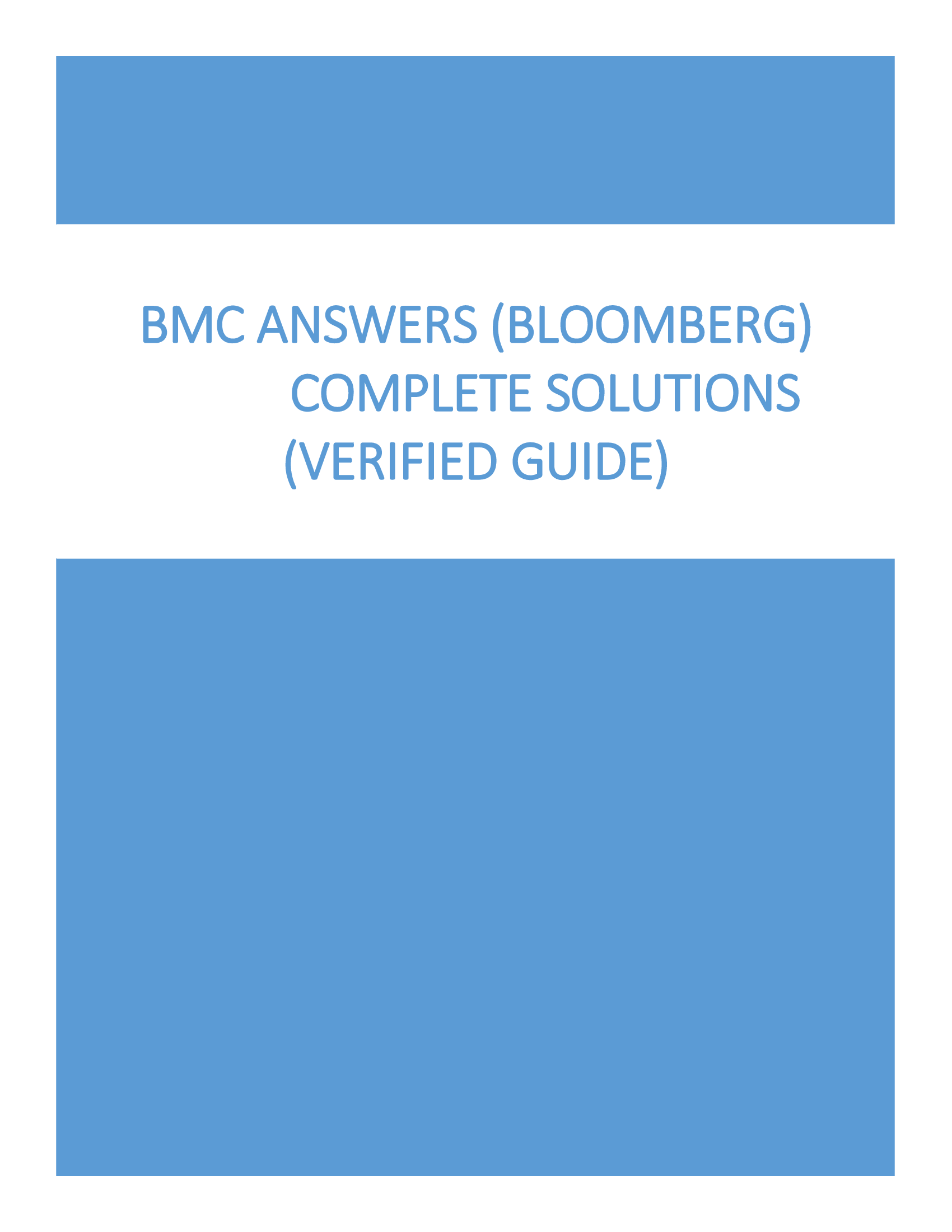 BMC Answers (Bloomberg) 2026, Complete solutions (verified guide)