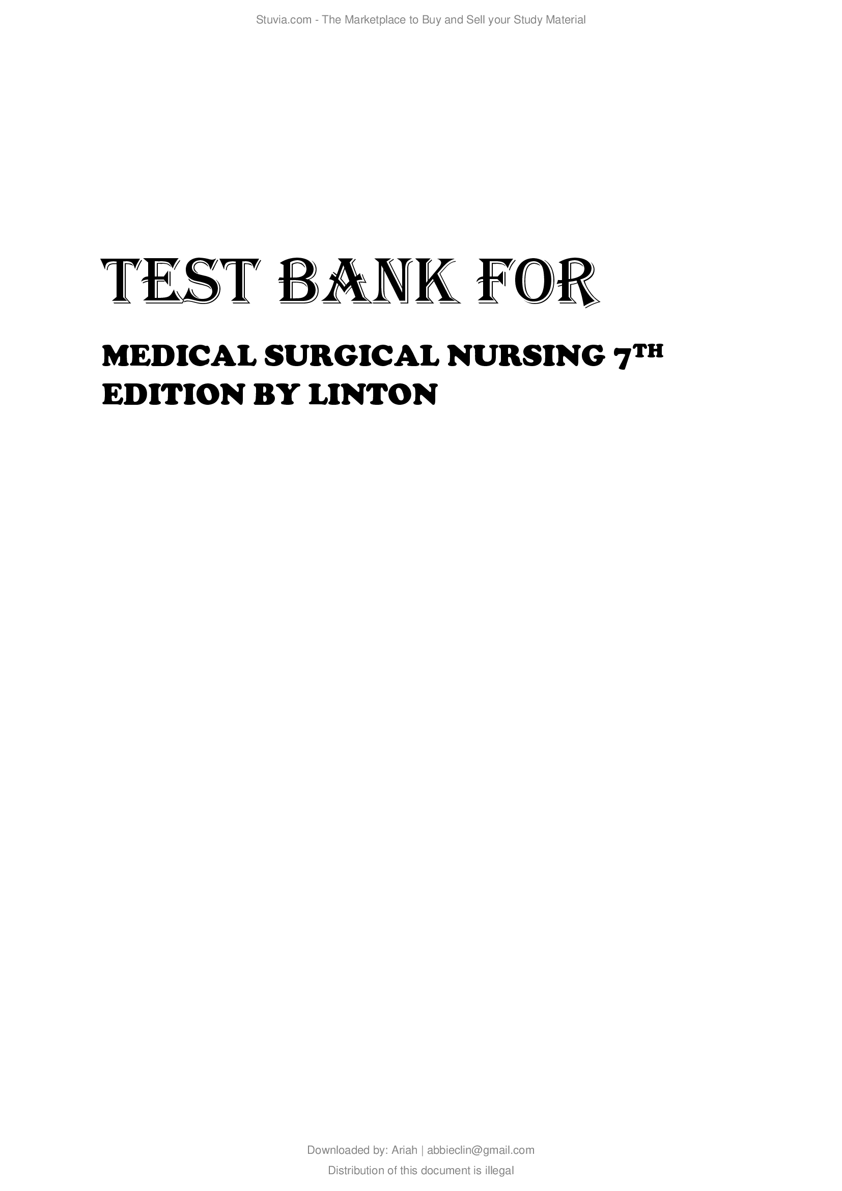 Medical-Surgical Nursing 7th Edition Linton Matteson Test Bank