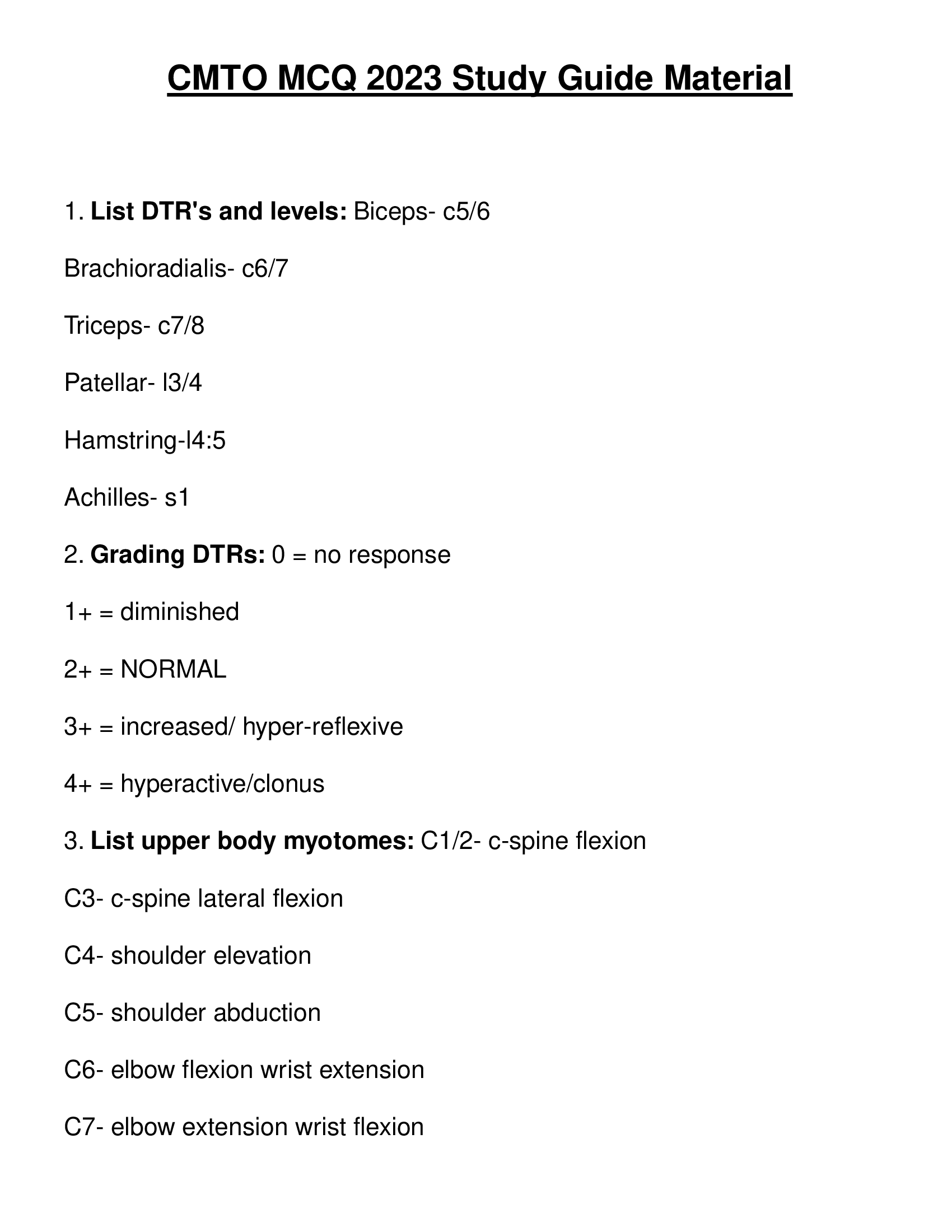CMTO MCQ 2023 Study Guide Material