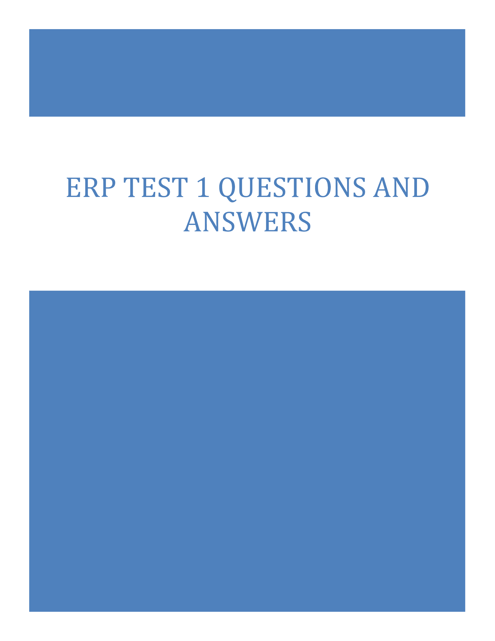 ERP Test 1 Questions and Answers