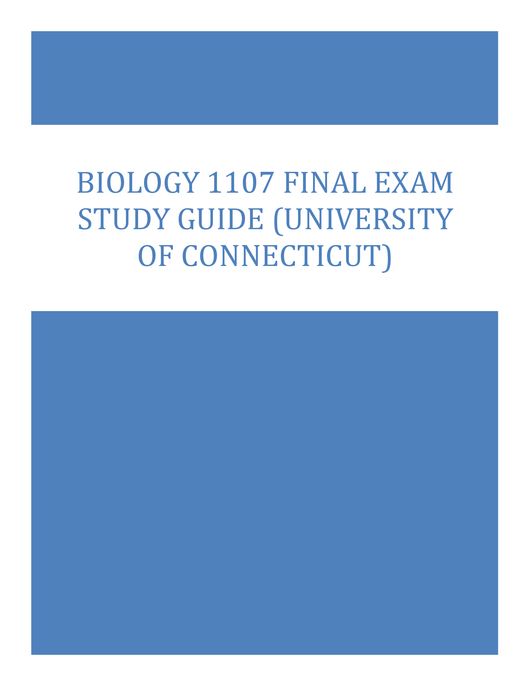 Biology 1107 Final Exam Study Guide (University Of Connecticut) 2024