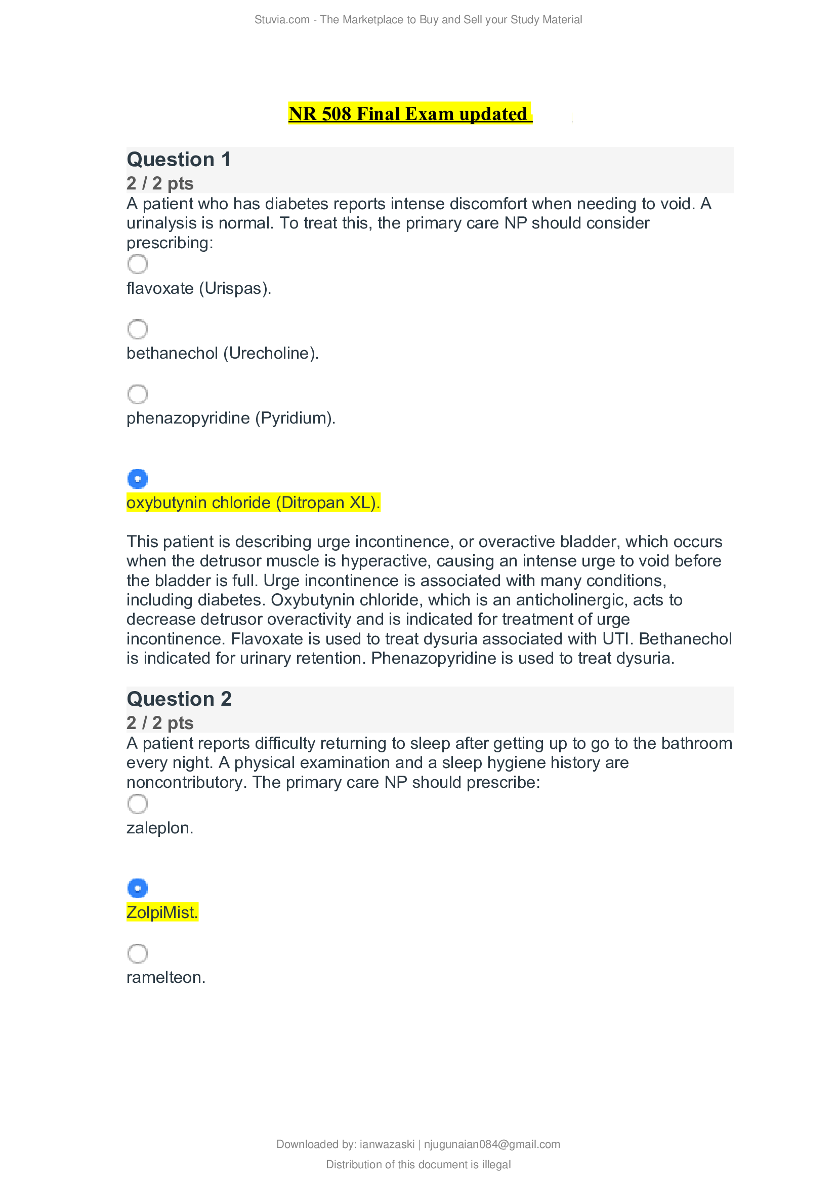NR 508 Final Exam updated
