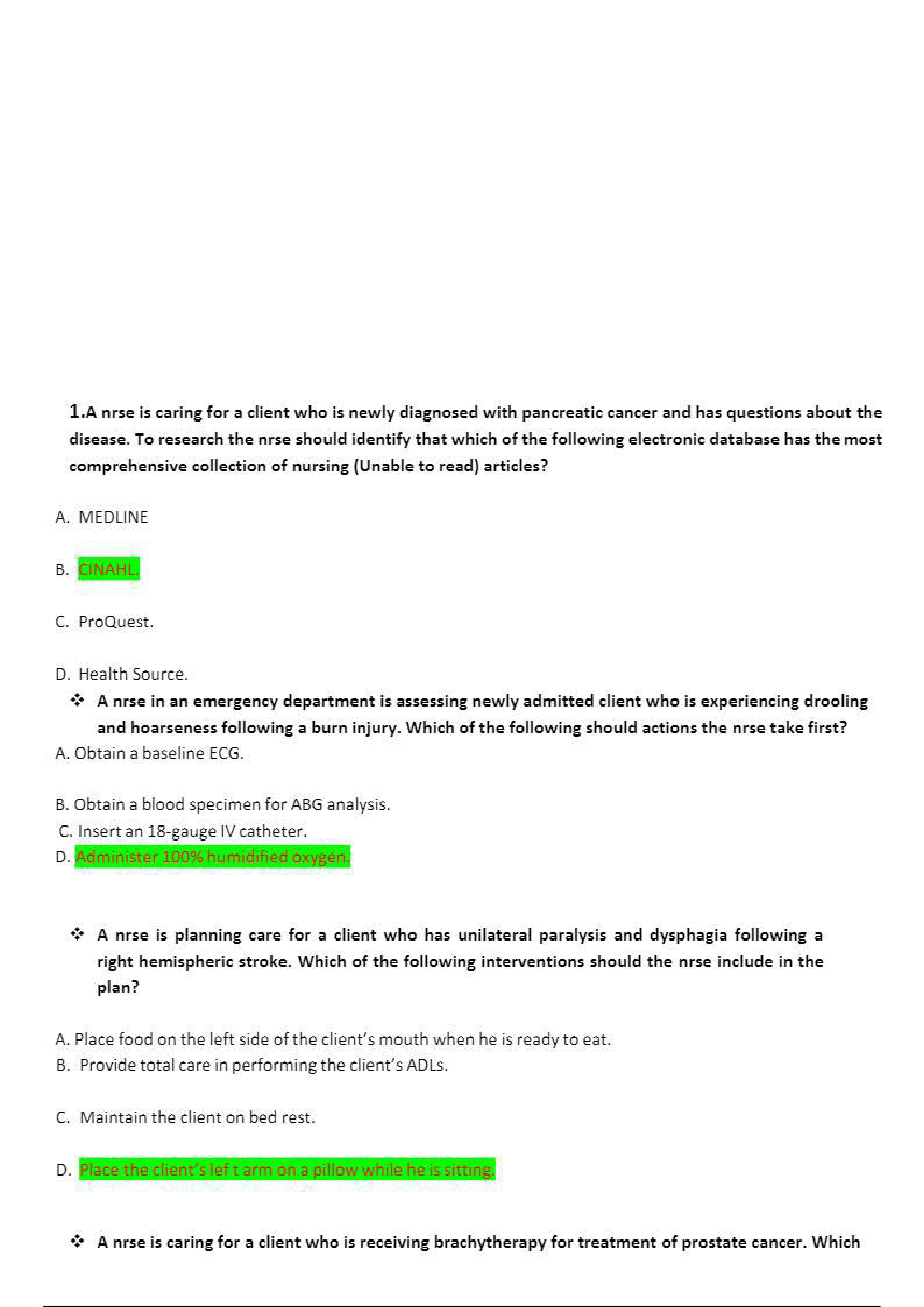 Ati Exit exam RN Comprehensive Predictor 2019D