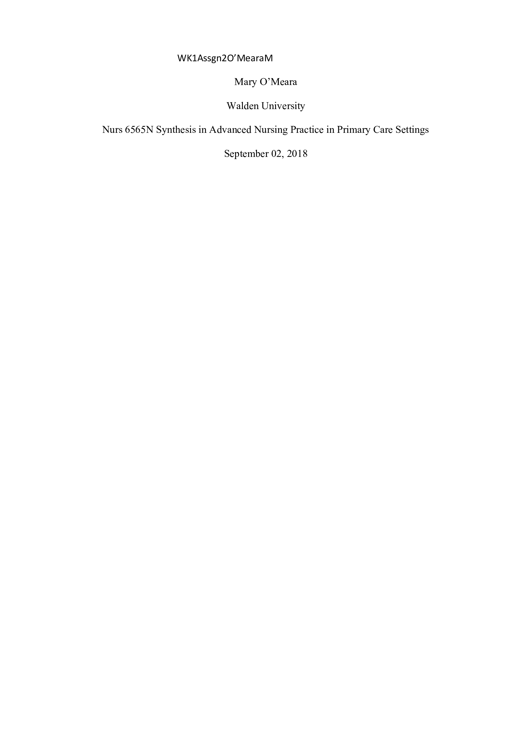 NURS 6565 WeeK 1 Assignment