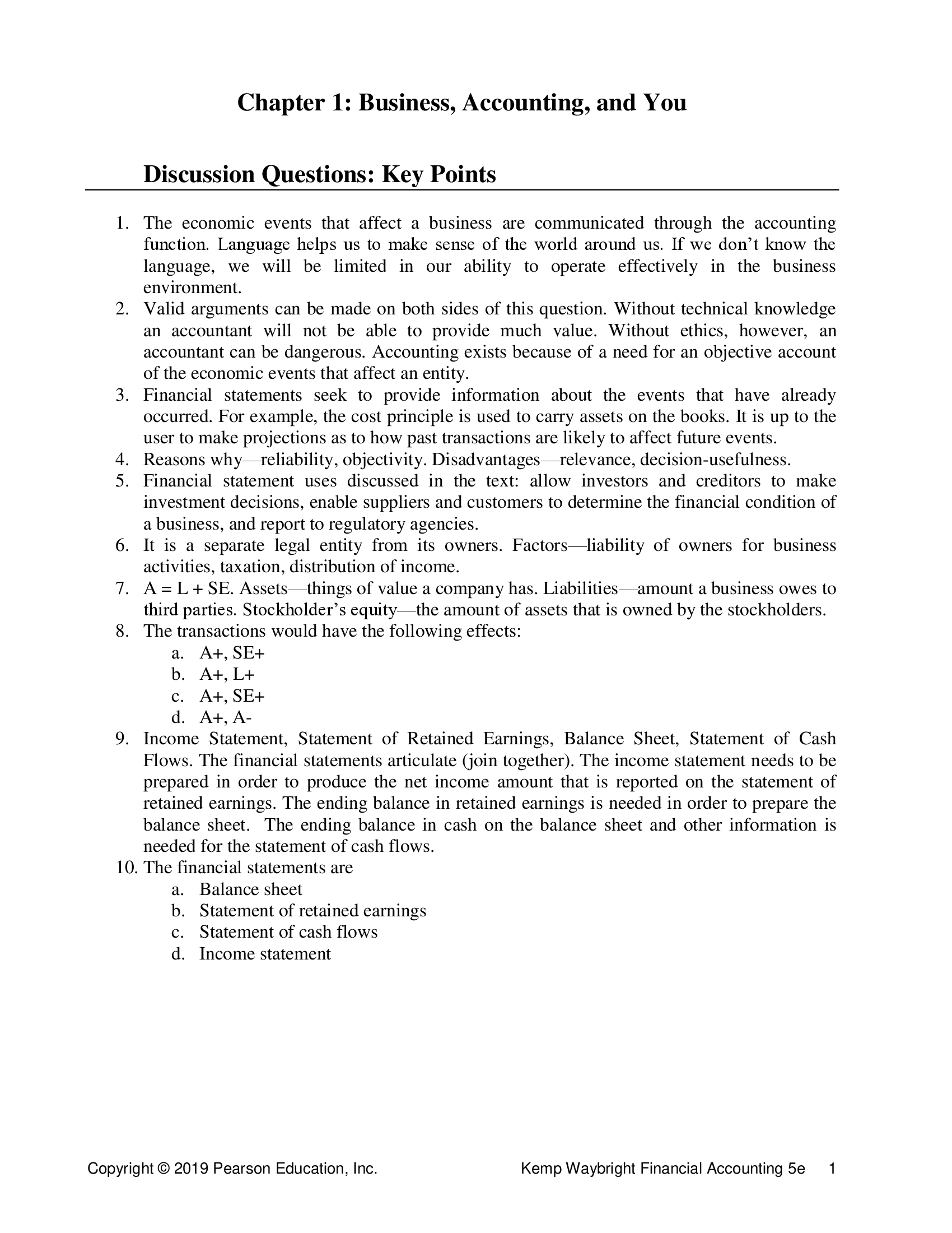 Solution Manual for Financial Accounting 5th Edition by Kemp