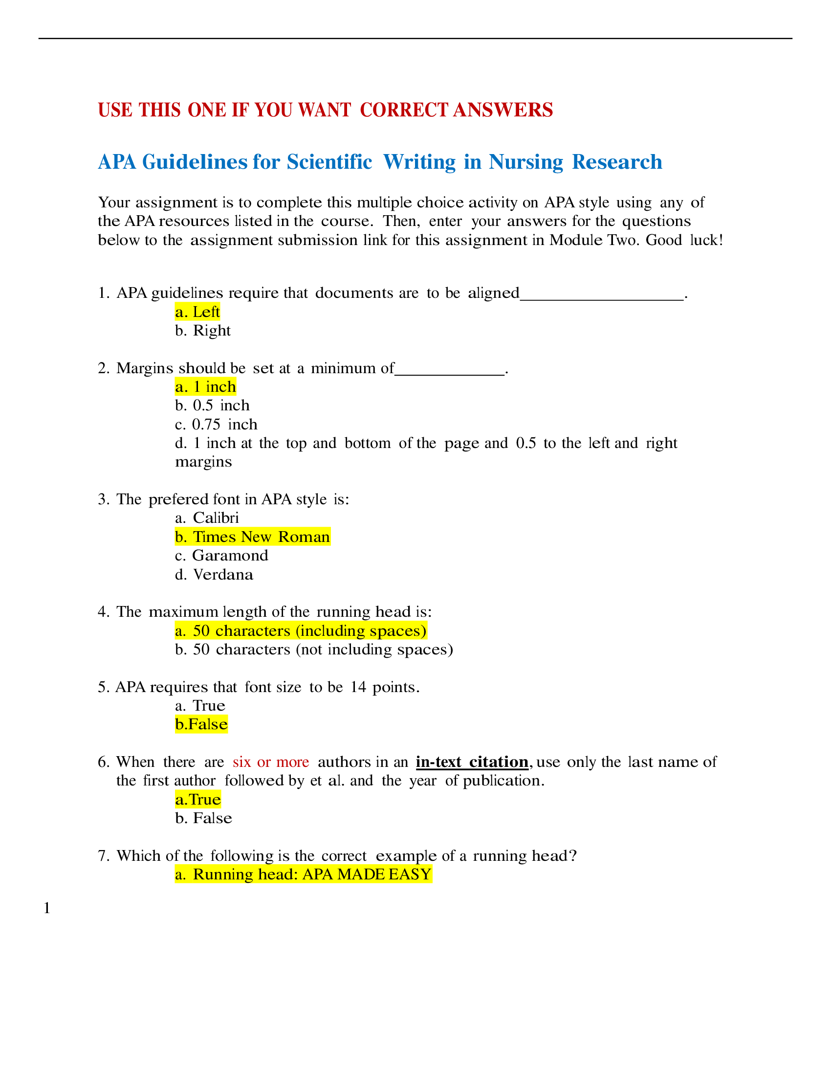 Module 2 APA Assignment N4325 Nursing Research APA Guidelines for Scientific Writing in Nursing Research