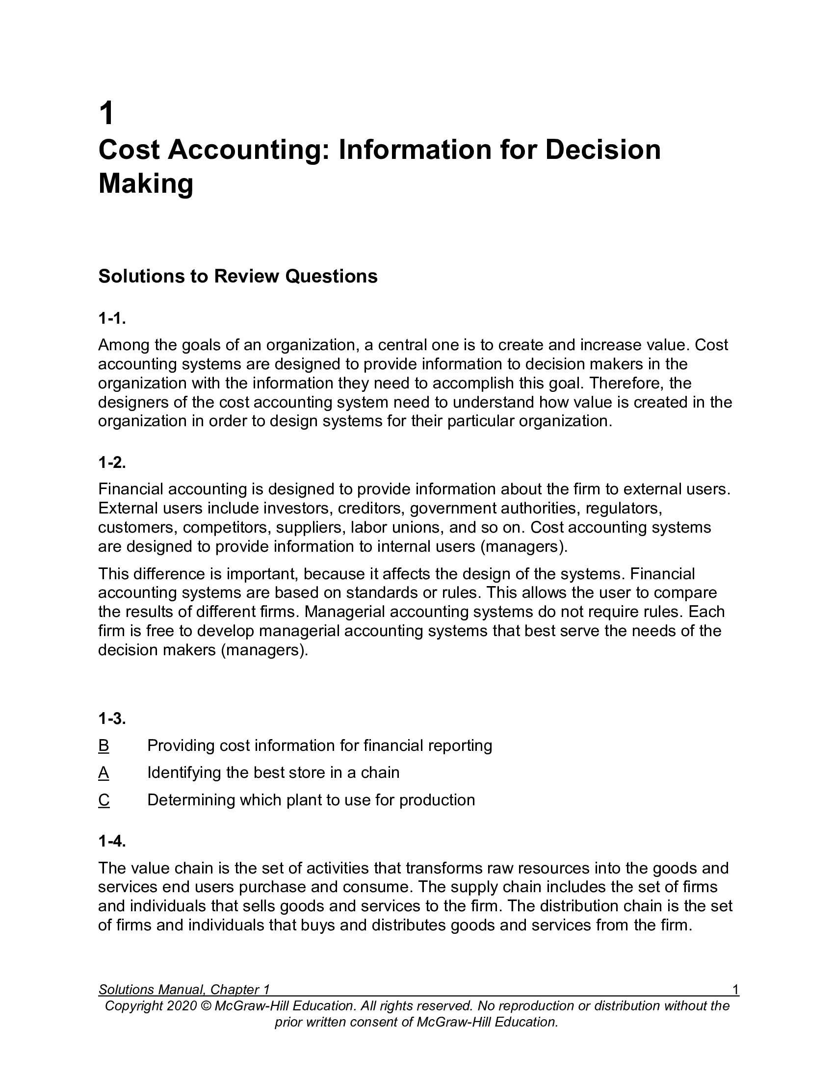Solution Manual for Fundamentals of Cost Accounting 6th Edition By Lanen