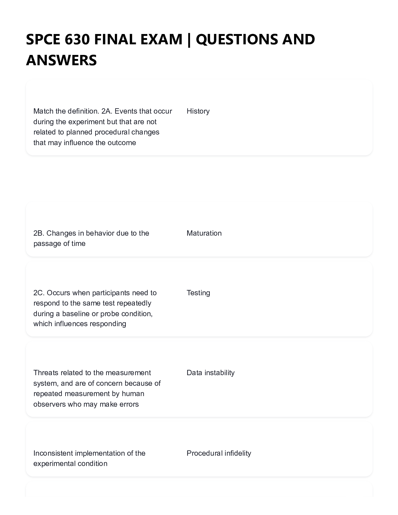 SPCE 630 FINAL EXAM Questions with Correct Verified Answers 2026