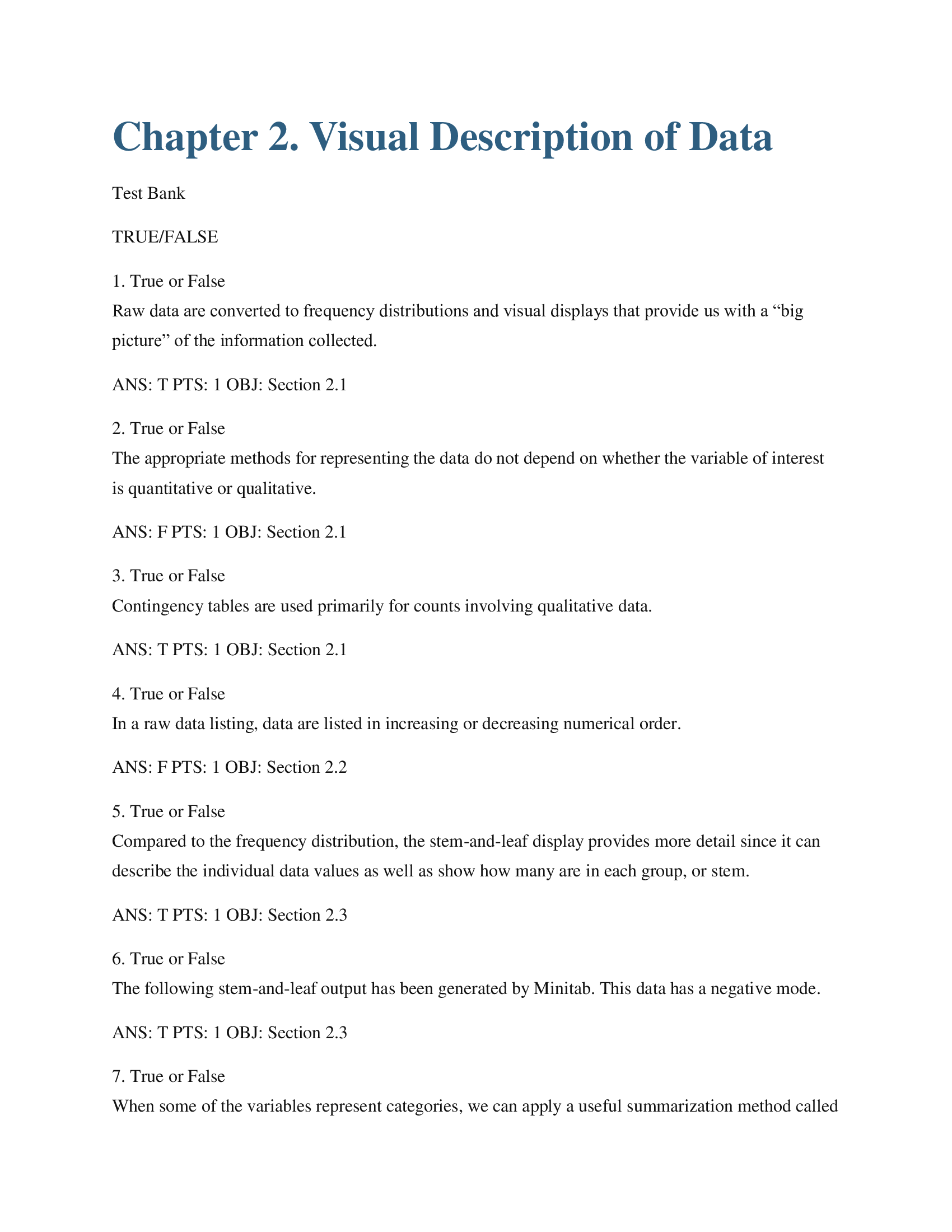 A Complete Test Bank For Introduction to Business Statistics, 7th Edition Ronald M. Weiers