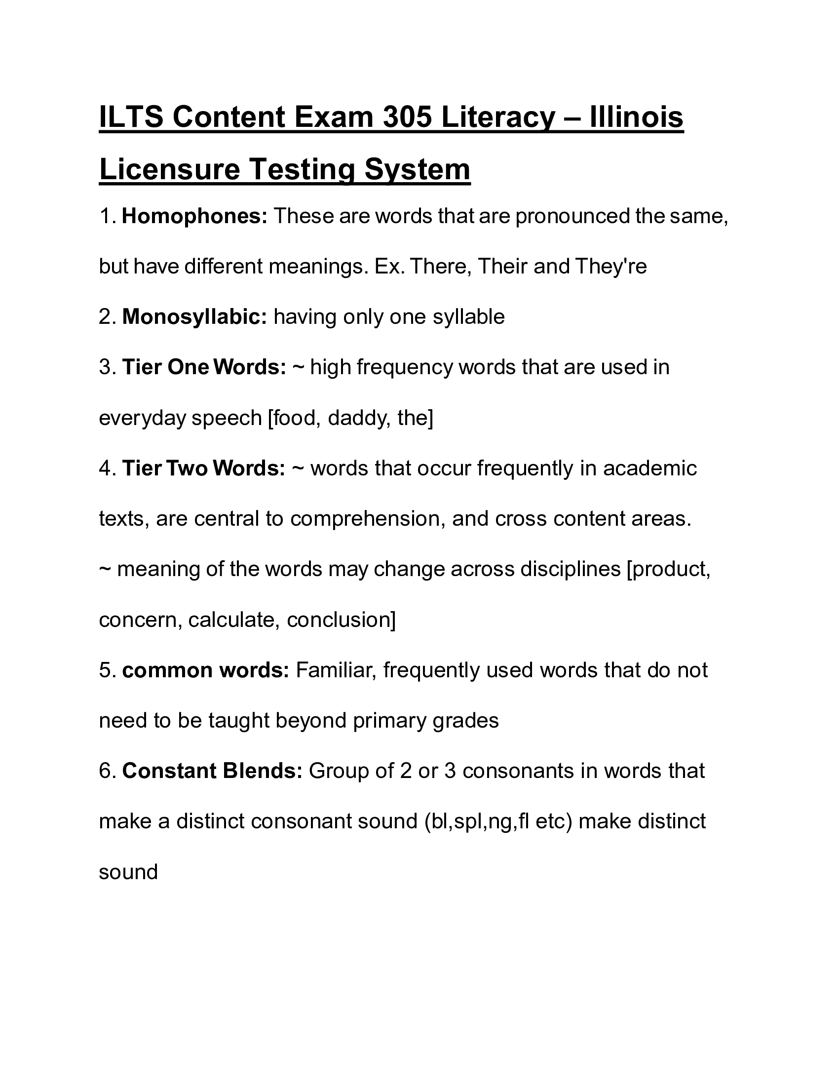 ILTS Content Exam 305 Literacy – Illinois Licensure Testing System