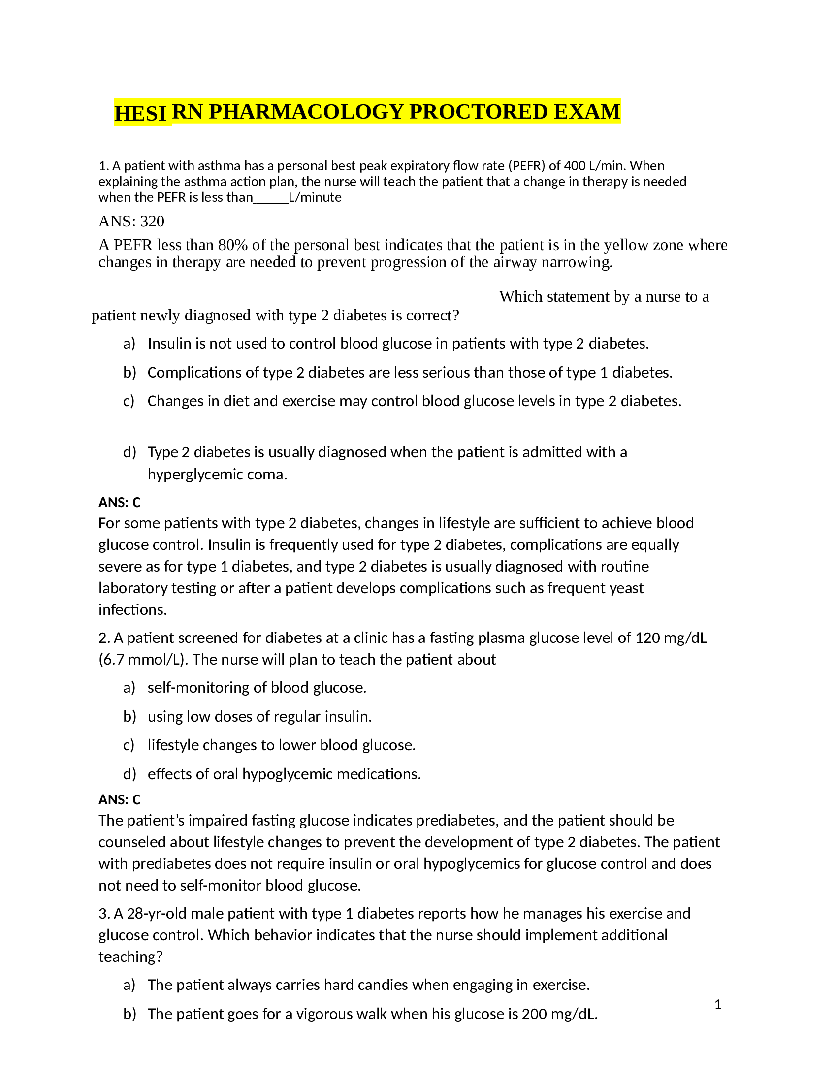 HESI RN PHARMACOLOGY PROCTORED EXAM 2022