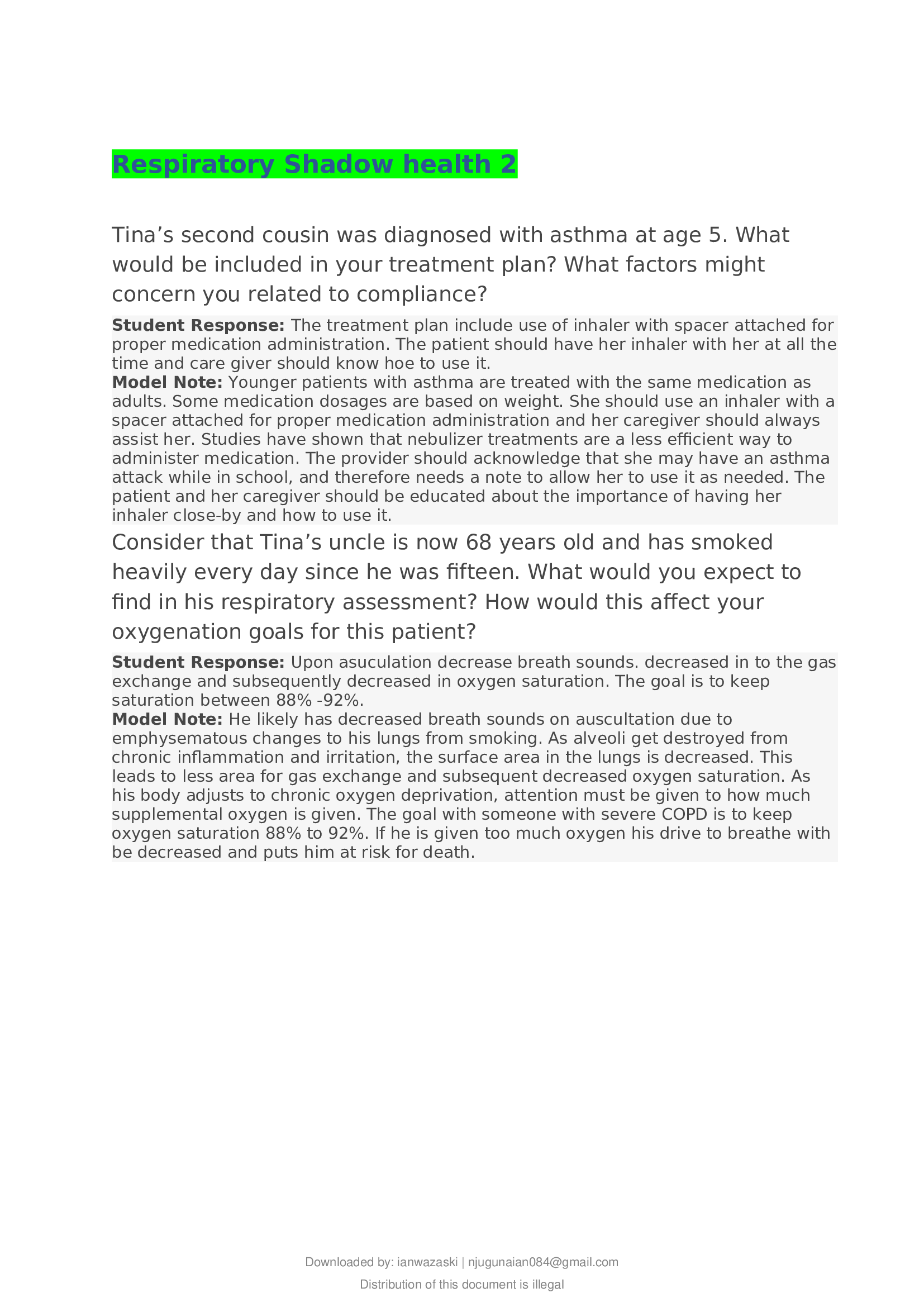 Respiratory Shadow health