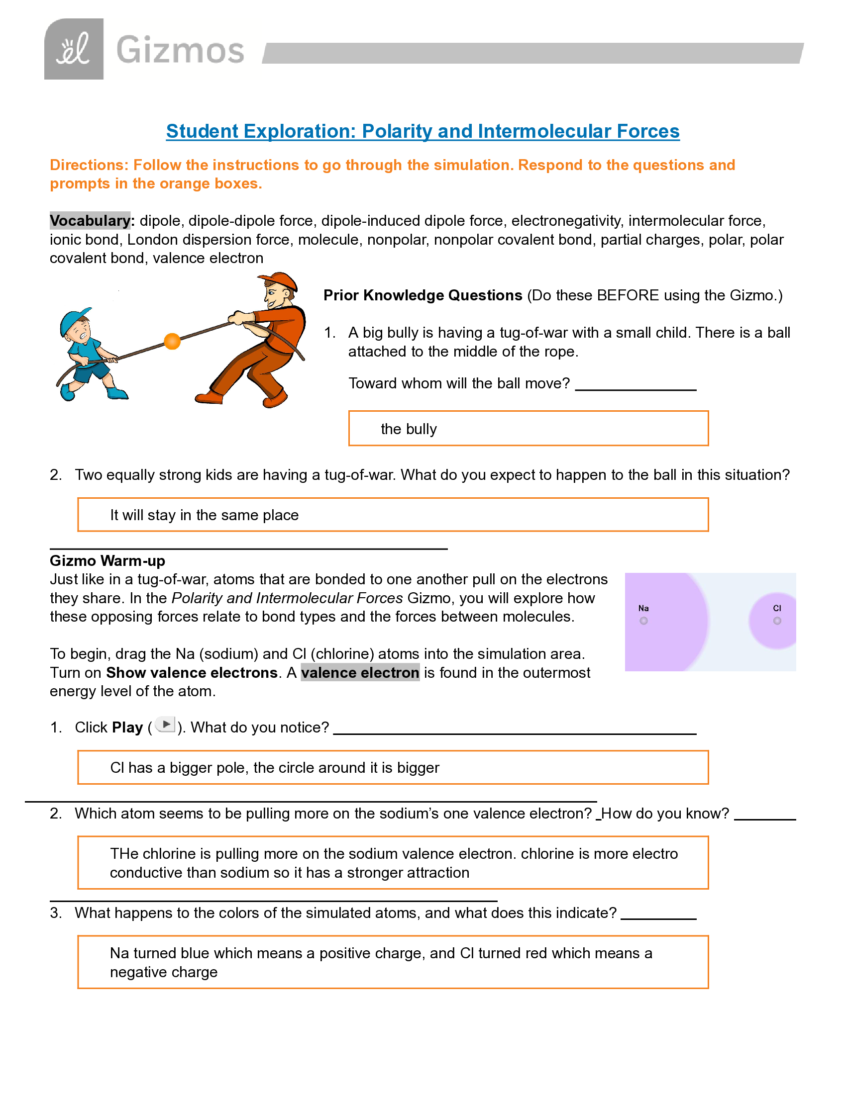 Student Exploration Polarity and Intermolecular Forces 2026