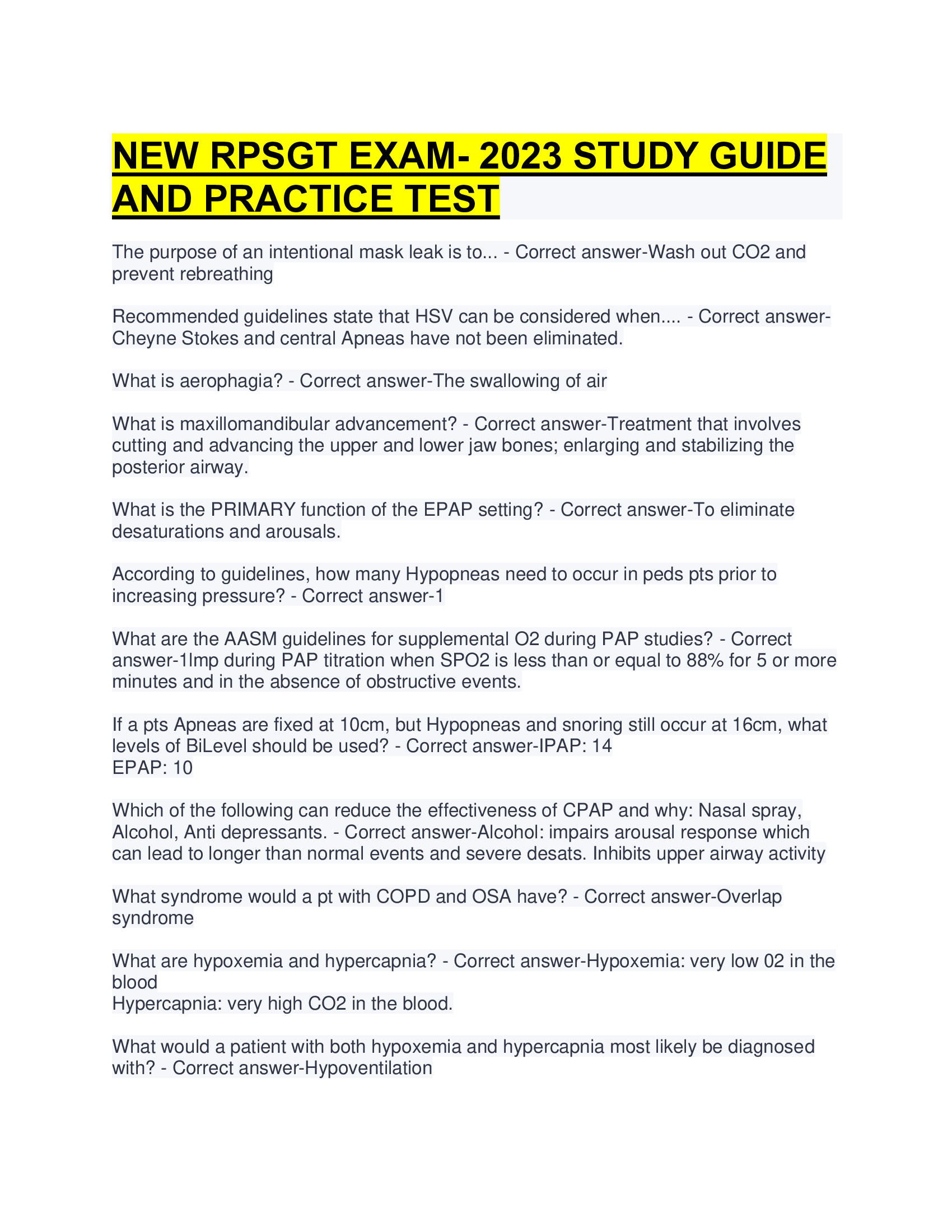 New RPSGT Exam Study Guide and Practice Test