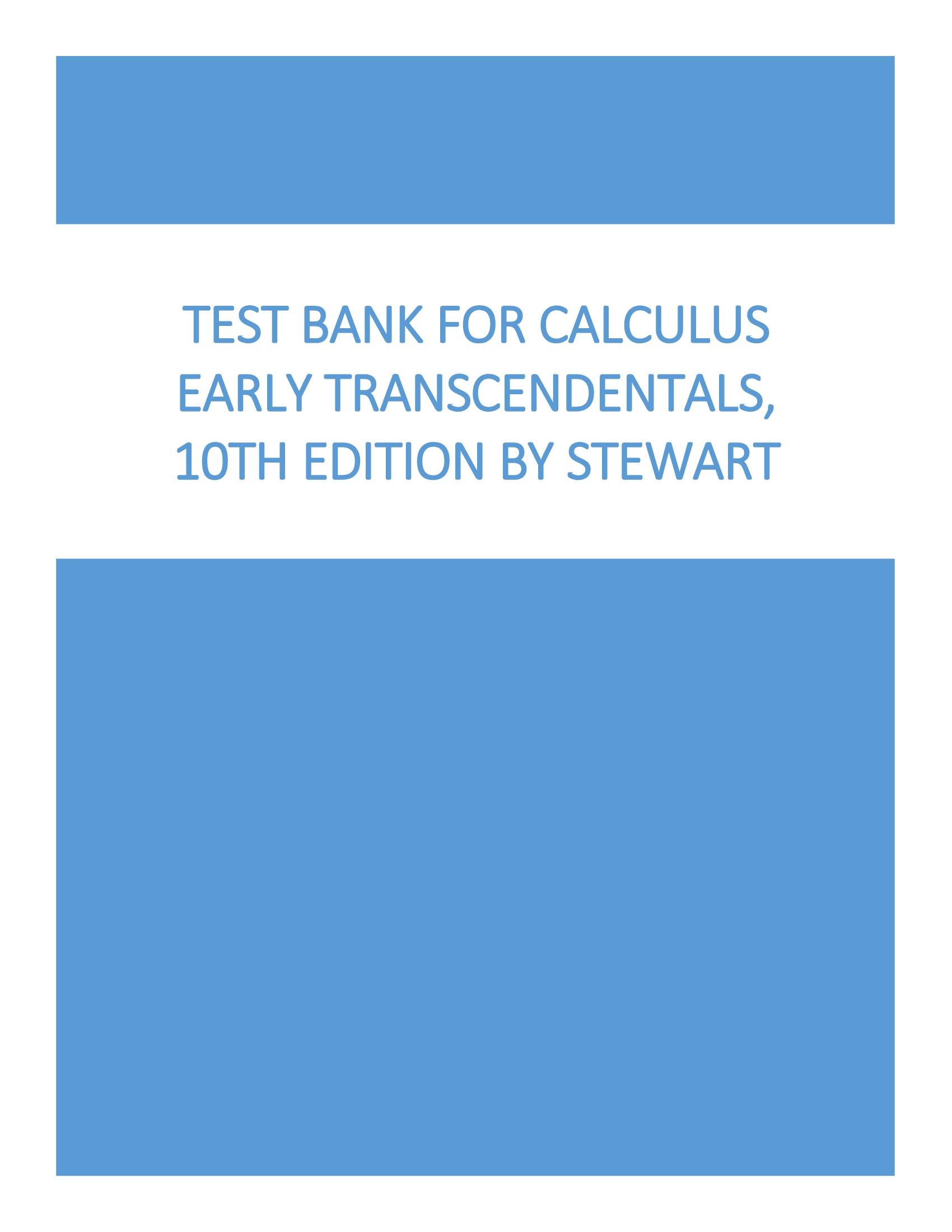 Test Bank | Solution Manual for Calculus Early Transcendentals, 10th Edition By Stewart