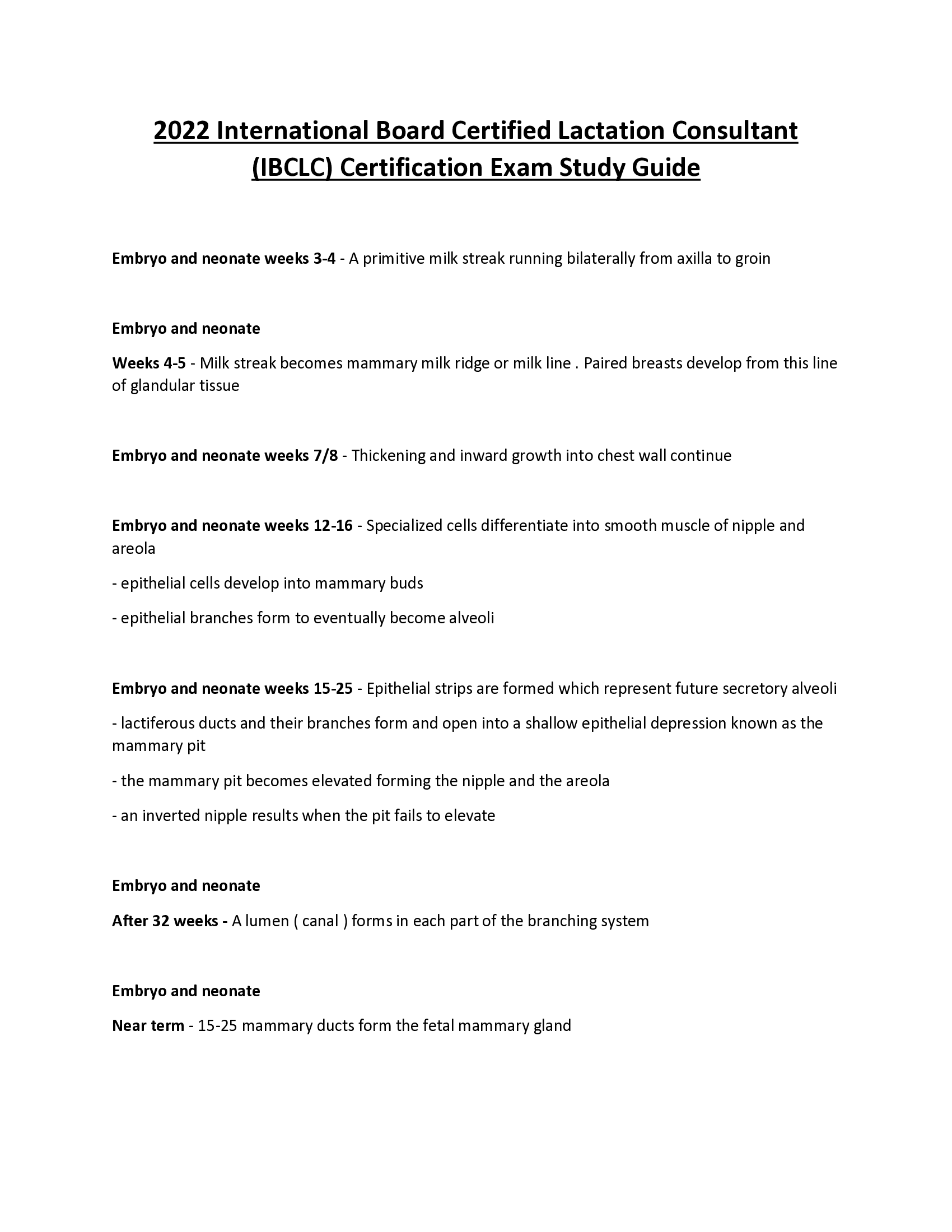 2022 International Board Certified Lactation Consultant (IBCLC) Certification Exam Study Guide