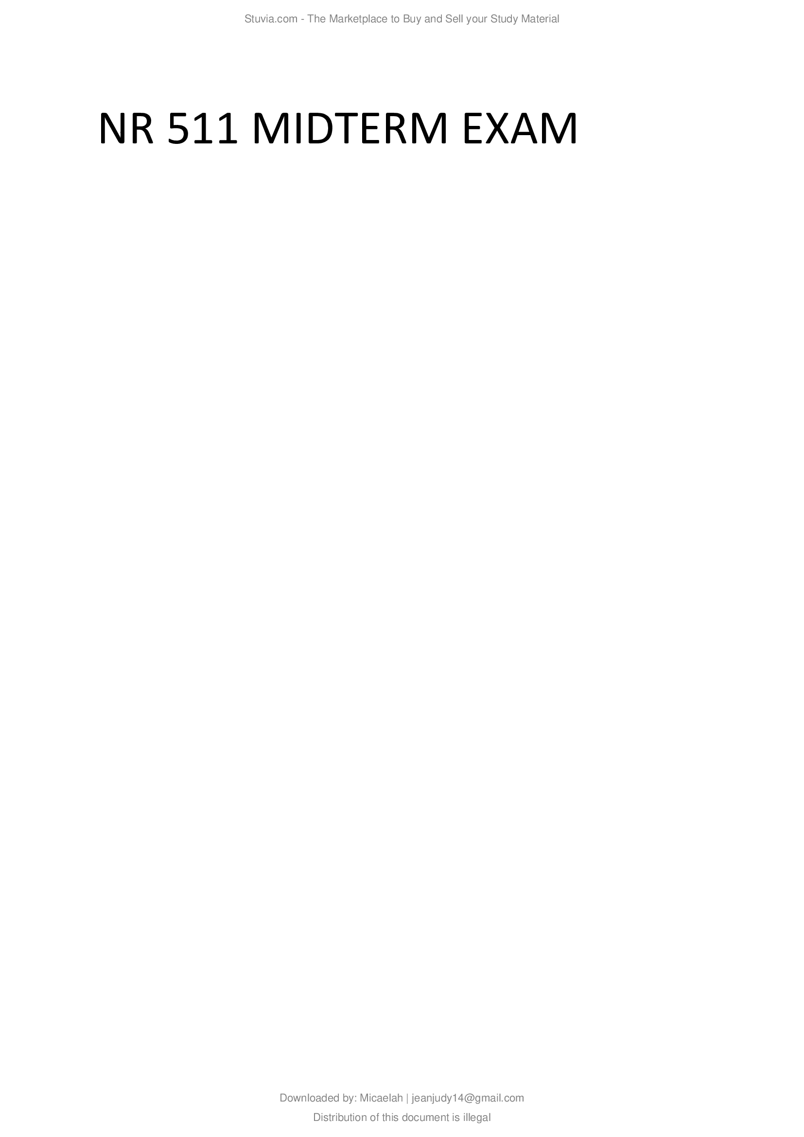 NR 511 MIDTERM EXAM NR511 MIDTERM EXAM (LATEST-2020)