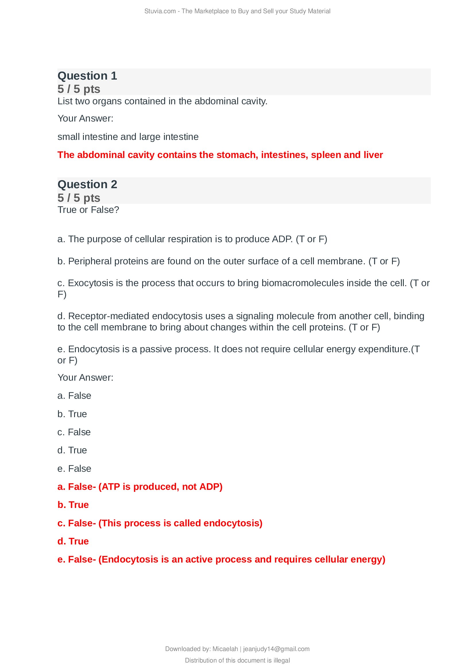 BIOD 151 FINAL EXAM A&P 1 (Questions and Answers)