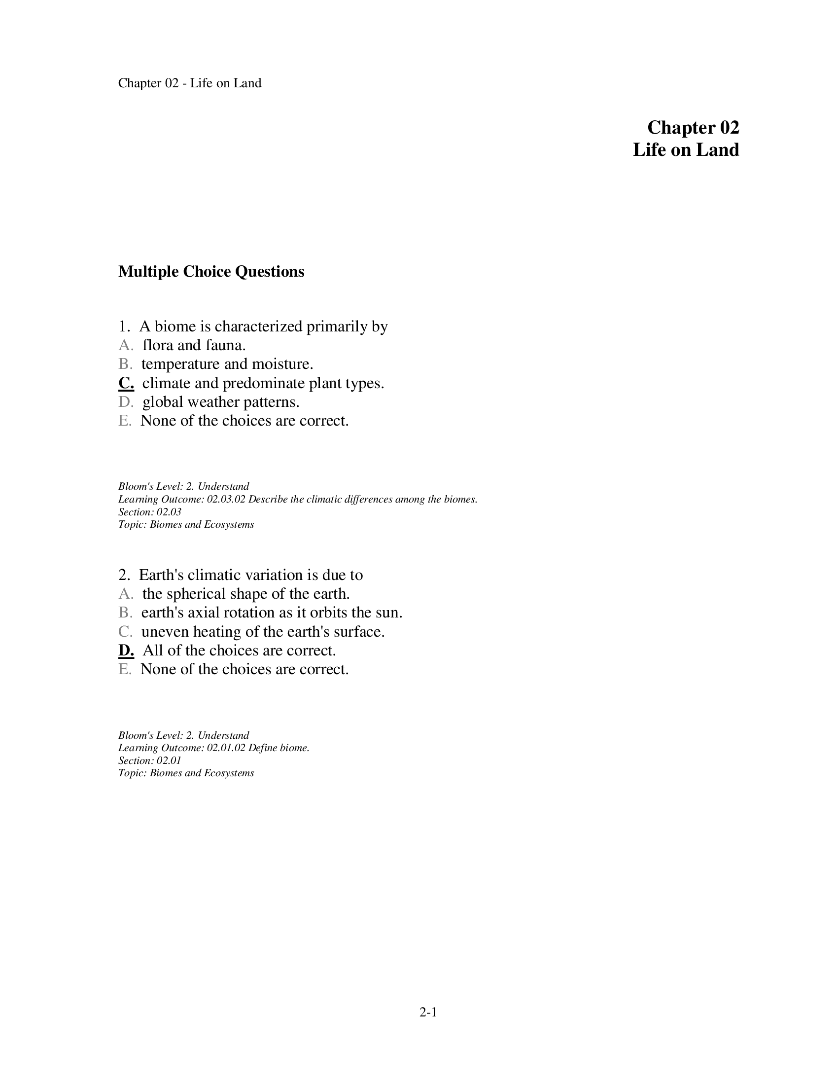 A Complete Test Bank For Ecology, Concepts And Applications, 7th Edition Manuel Molles