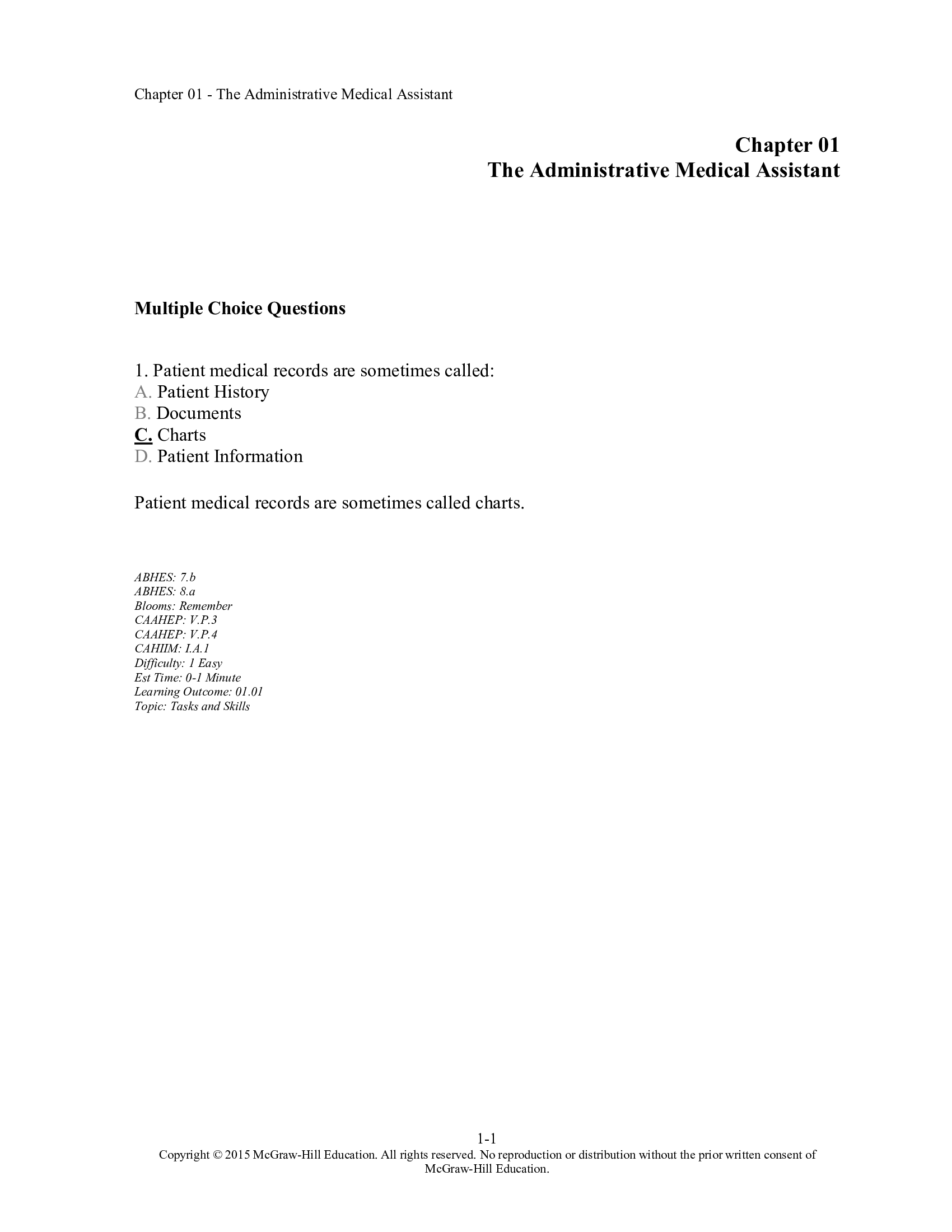 Test Bank for Medical Office Procedures 8th Edition by Bayes