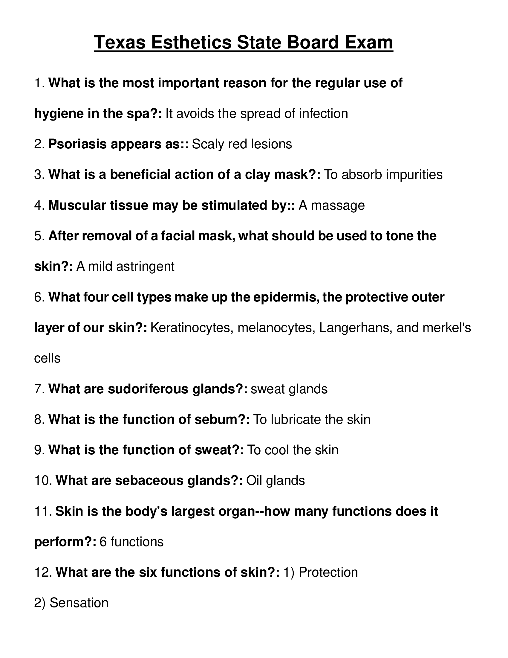 Esthetics State Board Exam: Texas 2024 (Real Exam)