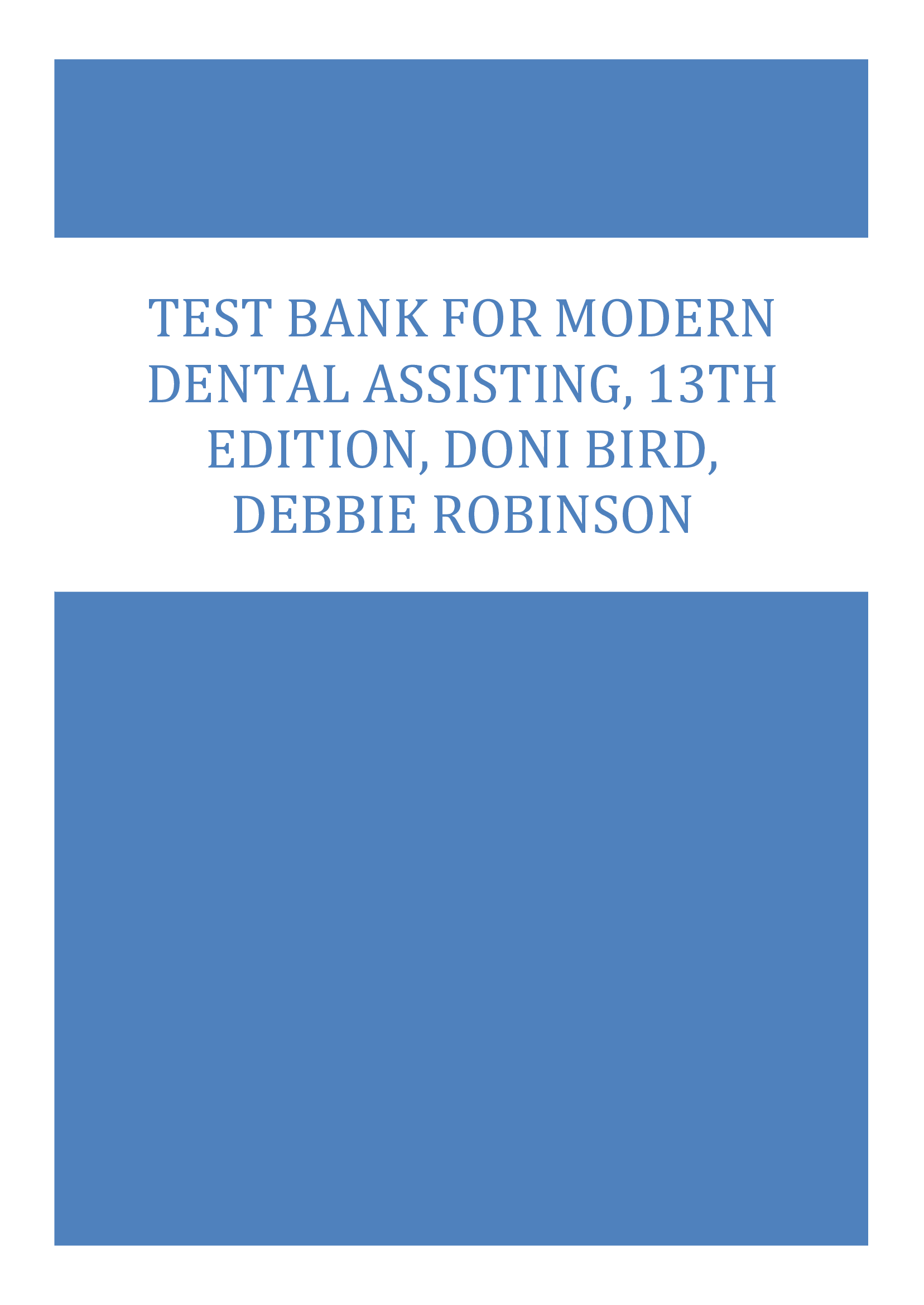 Test Bank for Modern Dental Assisting 13th Edition by Bird
