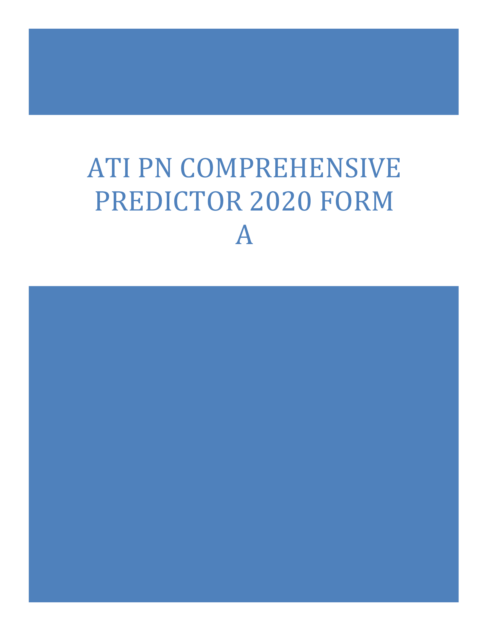 ATI PN COMPREHENSIVE PREDICTOR 2020 FORM A