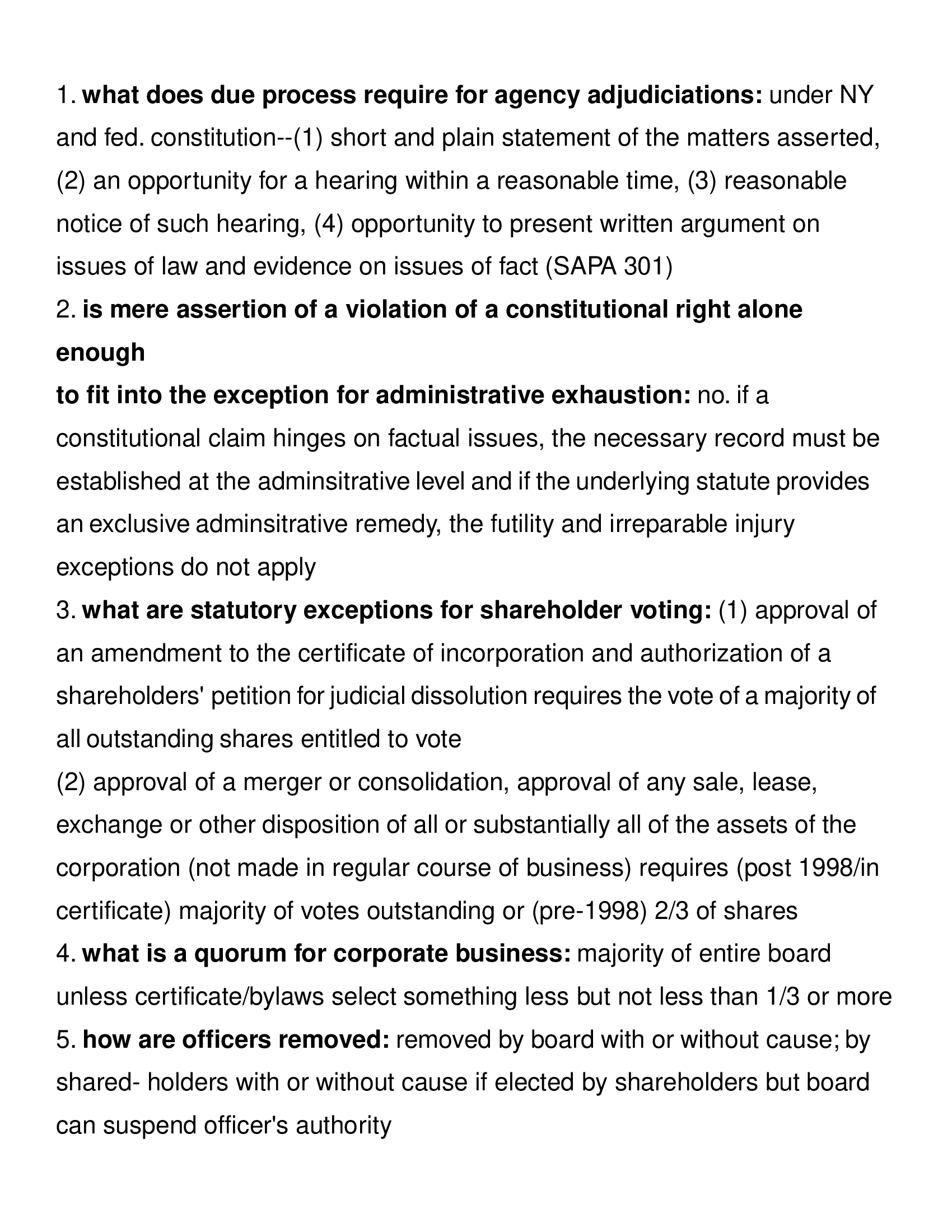 New York Law Exam Questions and Answers