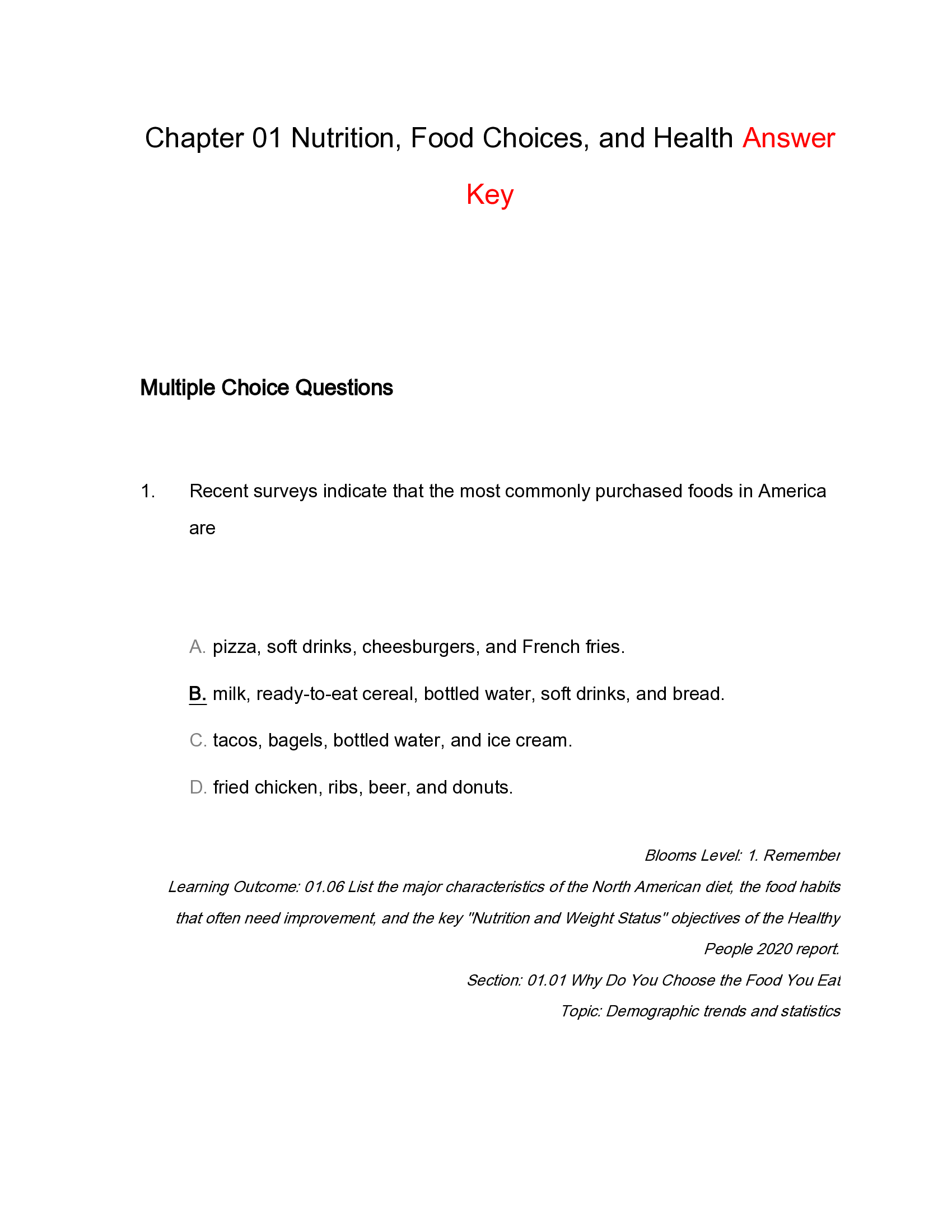 Test Bank For Wardlaws Contemporary Nutrition, A Functional Approach, 12th Edition By Anne Smith All Chapters