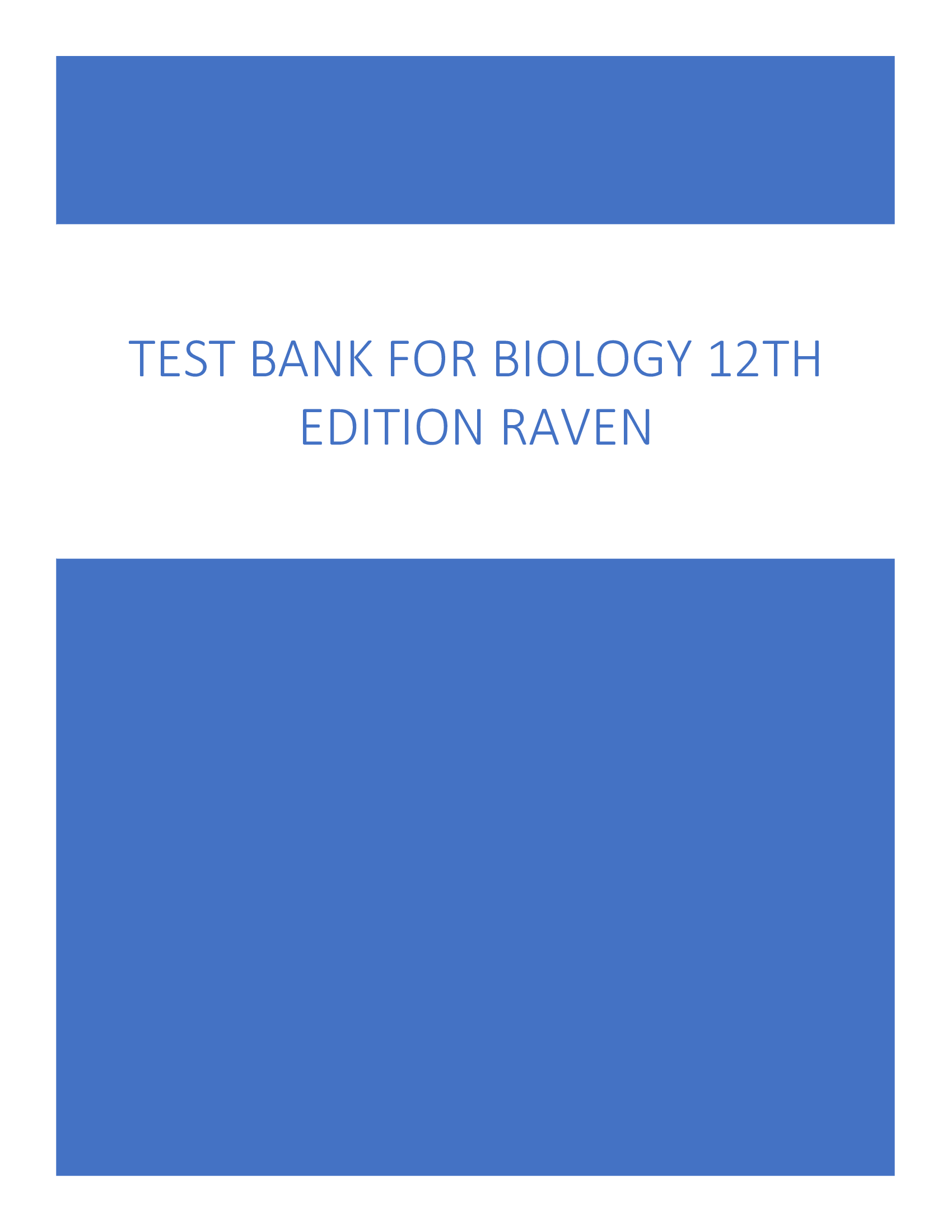 Test Bank for Biology 12th Edition Raven