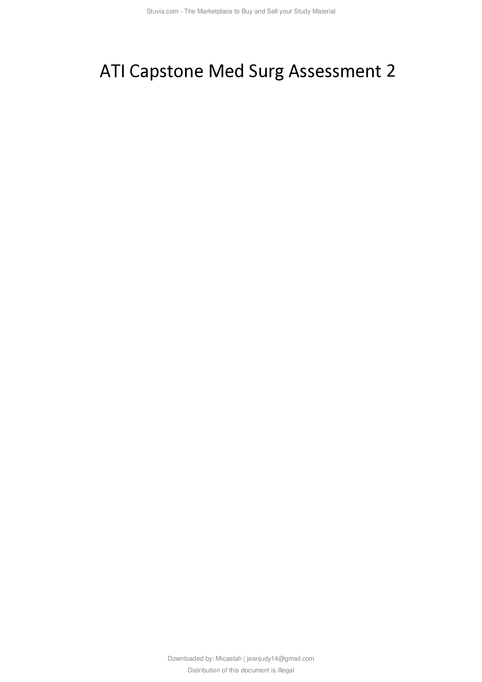 ATI Capstone Med Surg Assessment 2 Questions and Answers