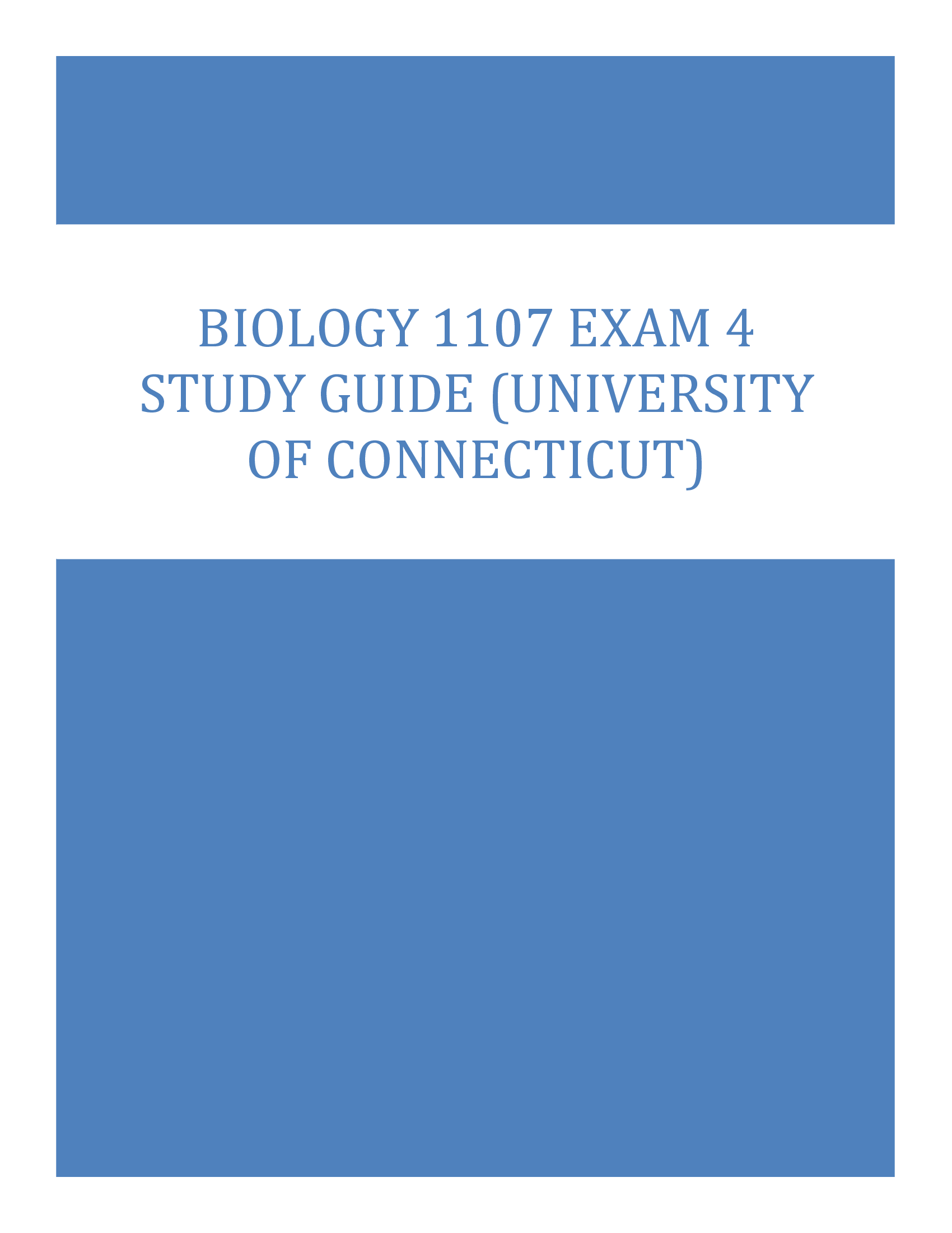 Biology 1107 Exam 4 Study Guide (University Of Connecticut)