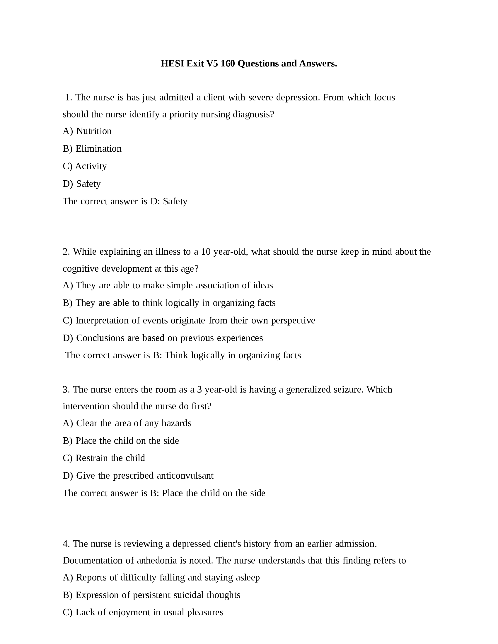 HESI EXIT RN (REAL EXAM) 2022 V5 QUESTIONS AND ANSWERS