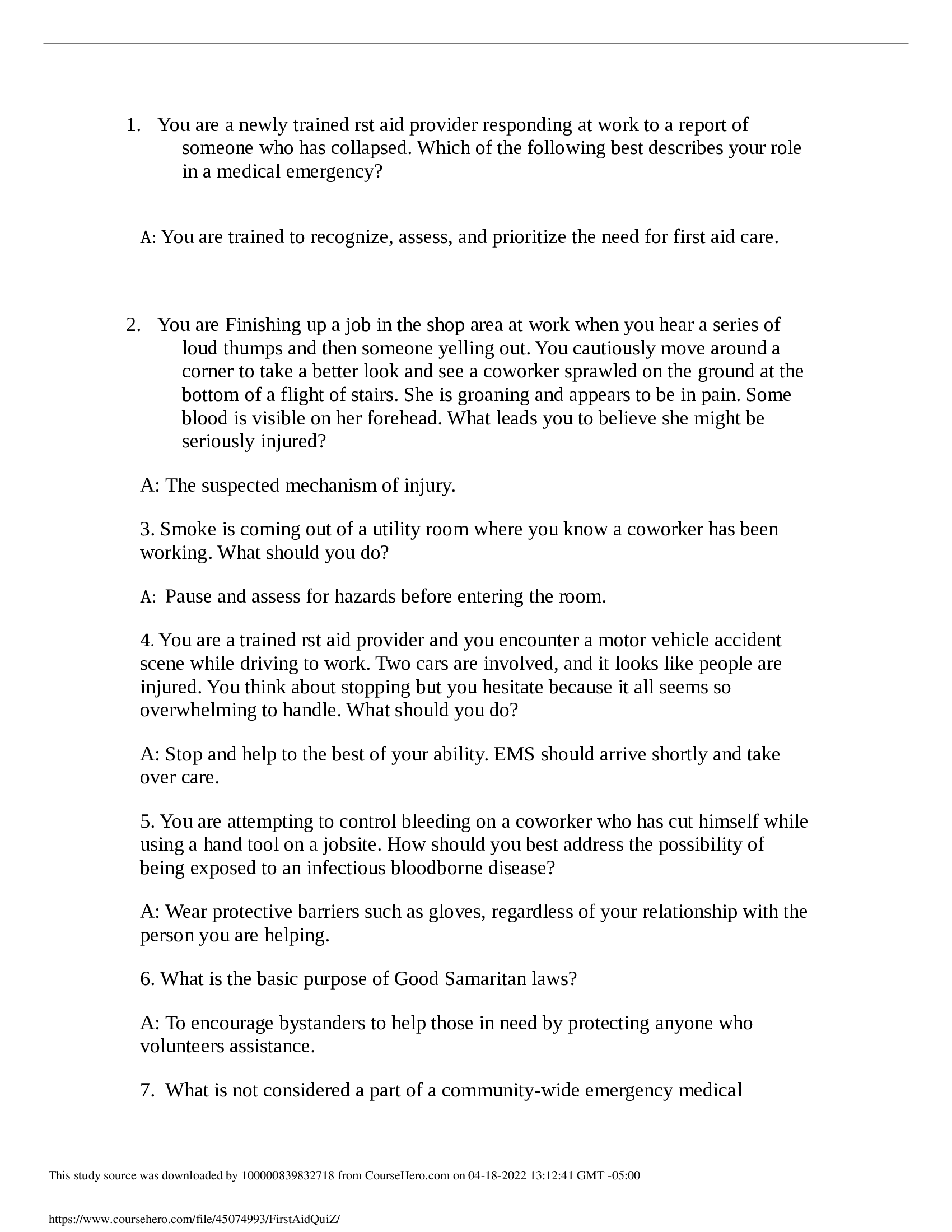 Emergency Medicine YMCA CPR Exams II & III Latest 2026