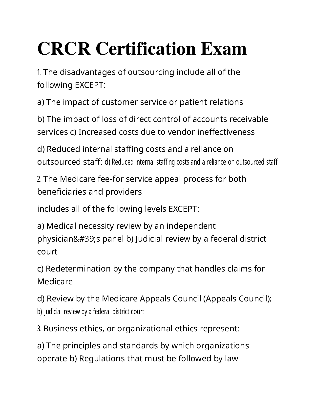 HFMA CRCR Certification Exam Prep 370+ Actual Questions & Answers (Verified QBANK)