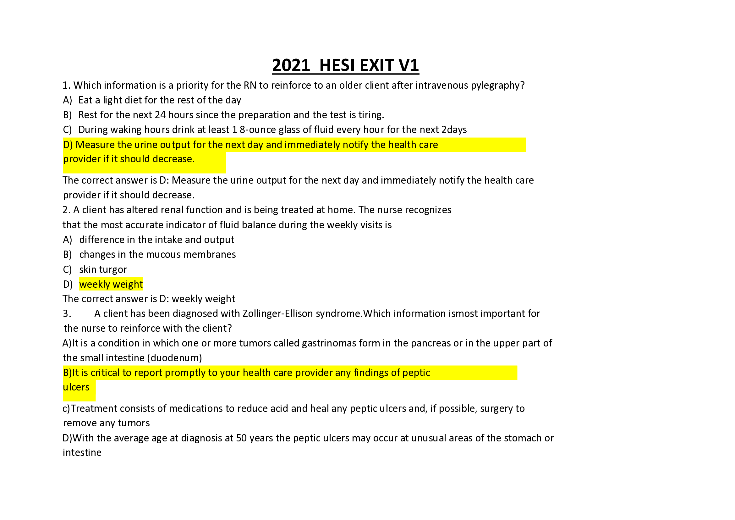 HESI EXIT V1(latest update Graded A)