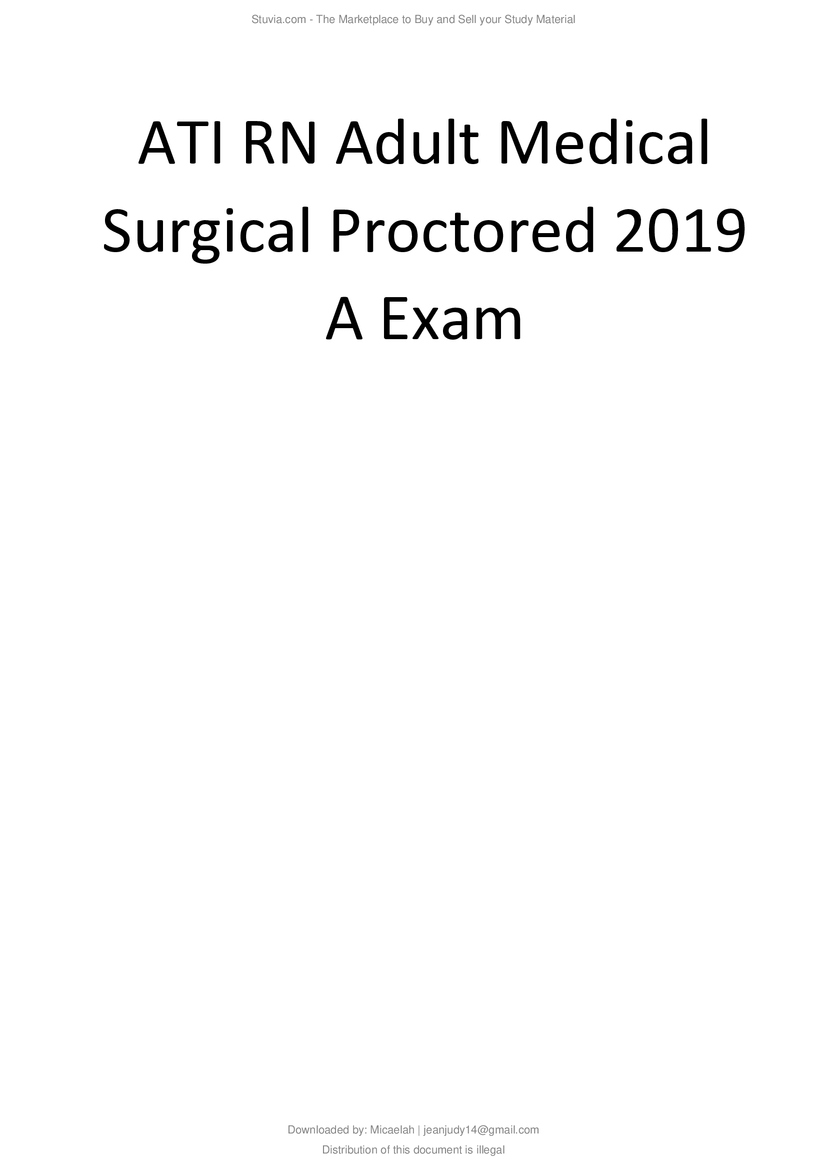ATI RN Adult Medical Surgical Proctored 2019 A Exam