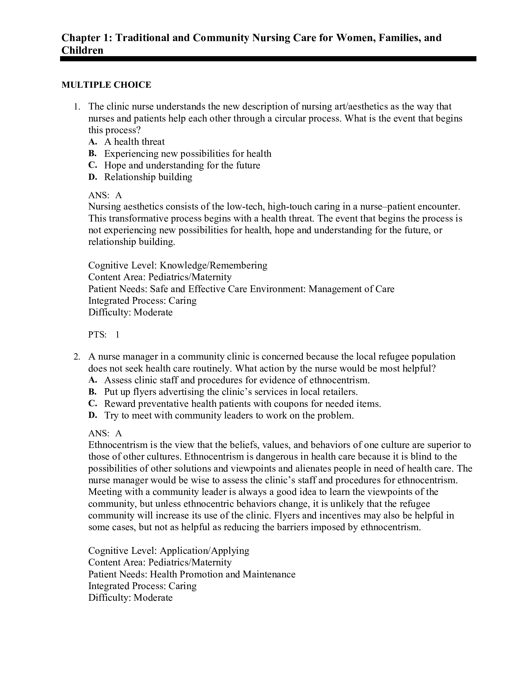 Test Bank for Maternal Child Nursing Care 2nd Edition by Ward