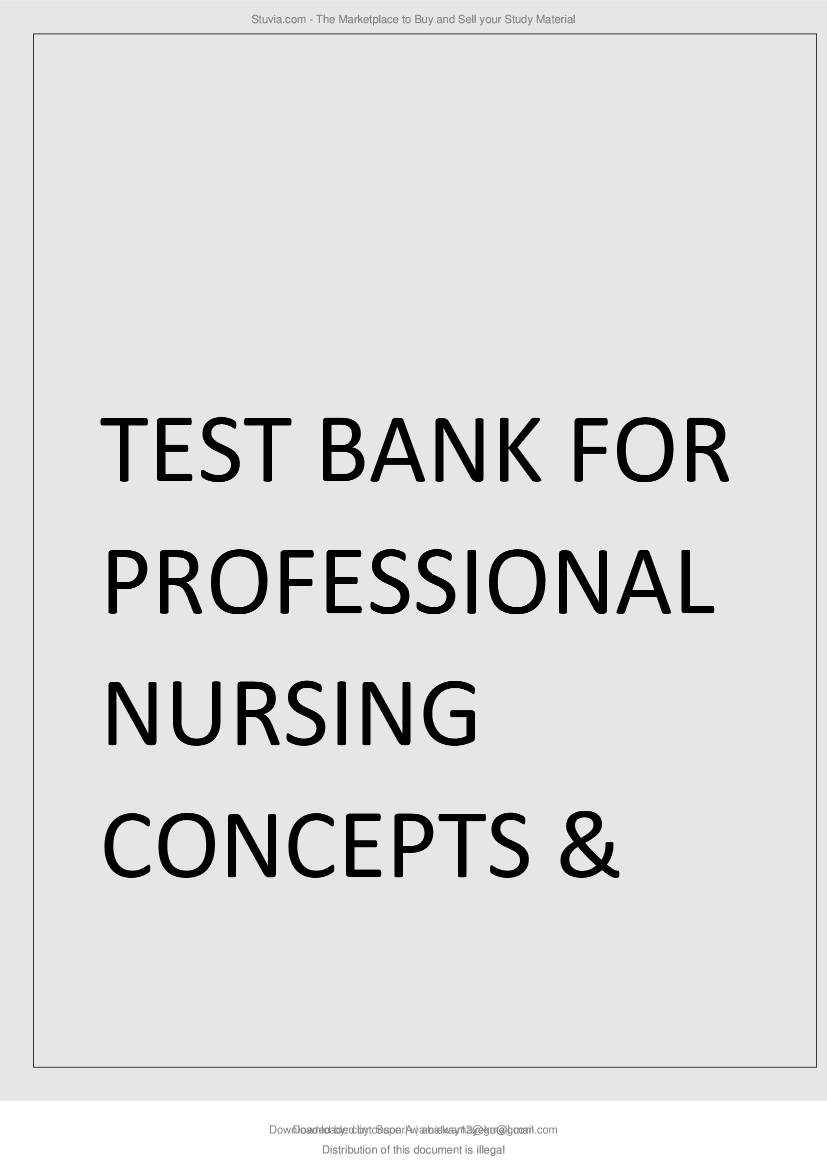 Test Bank for Professional Nursing: Concepts & Challenges (9th Edition) by Beth Black | Complete & Verified