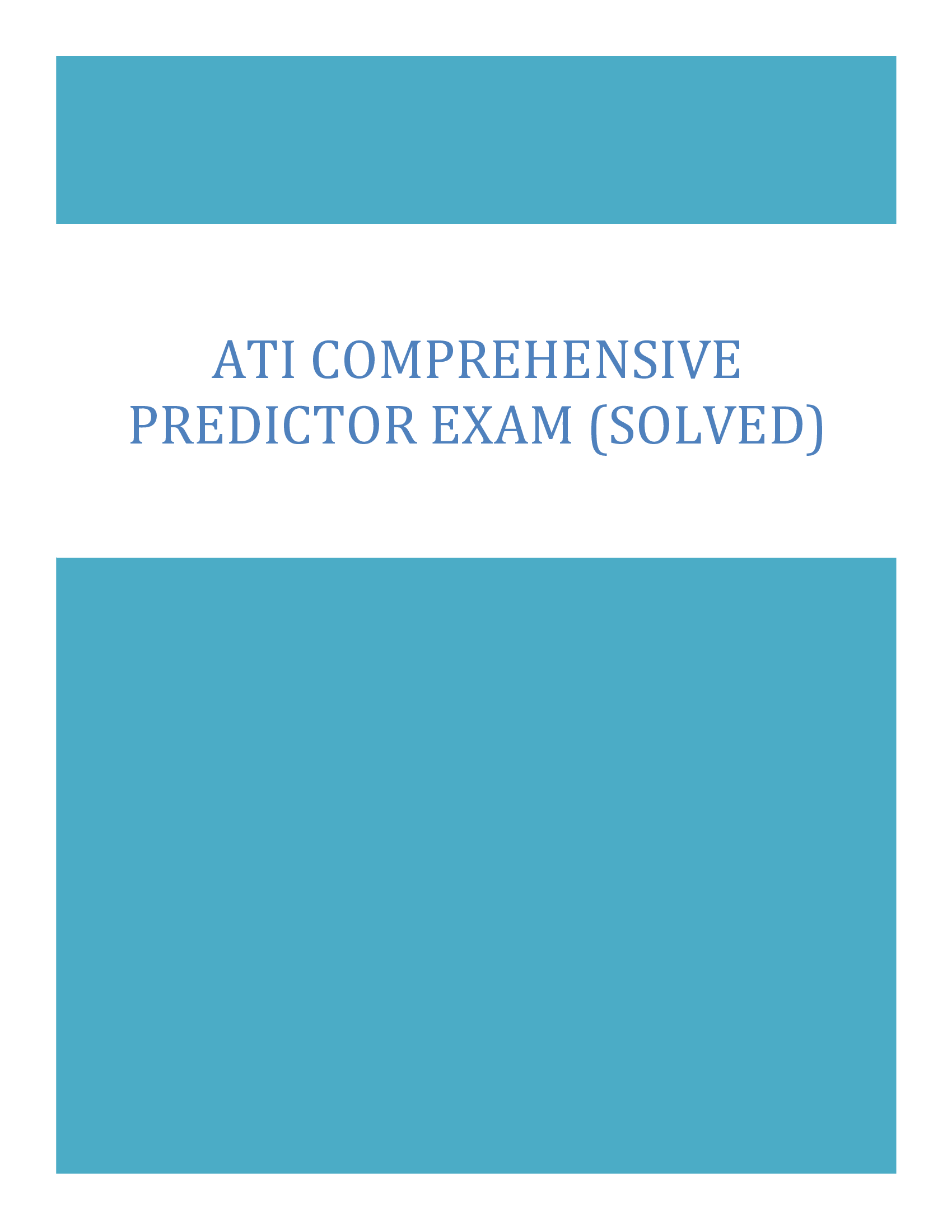 ATI Comprehensive Predictor Exam Questions and Answers 2026