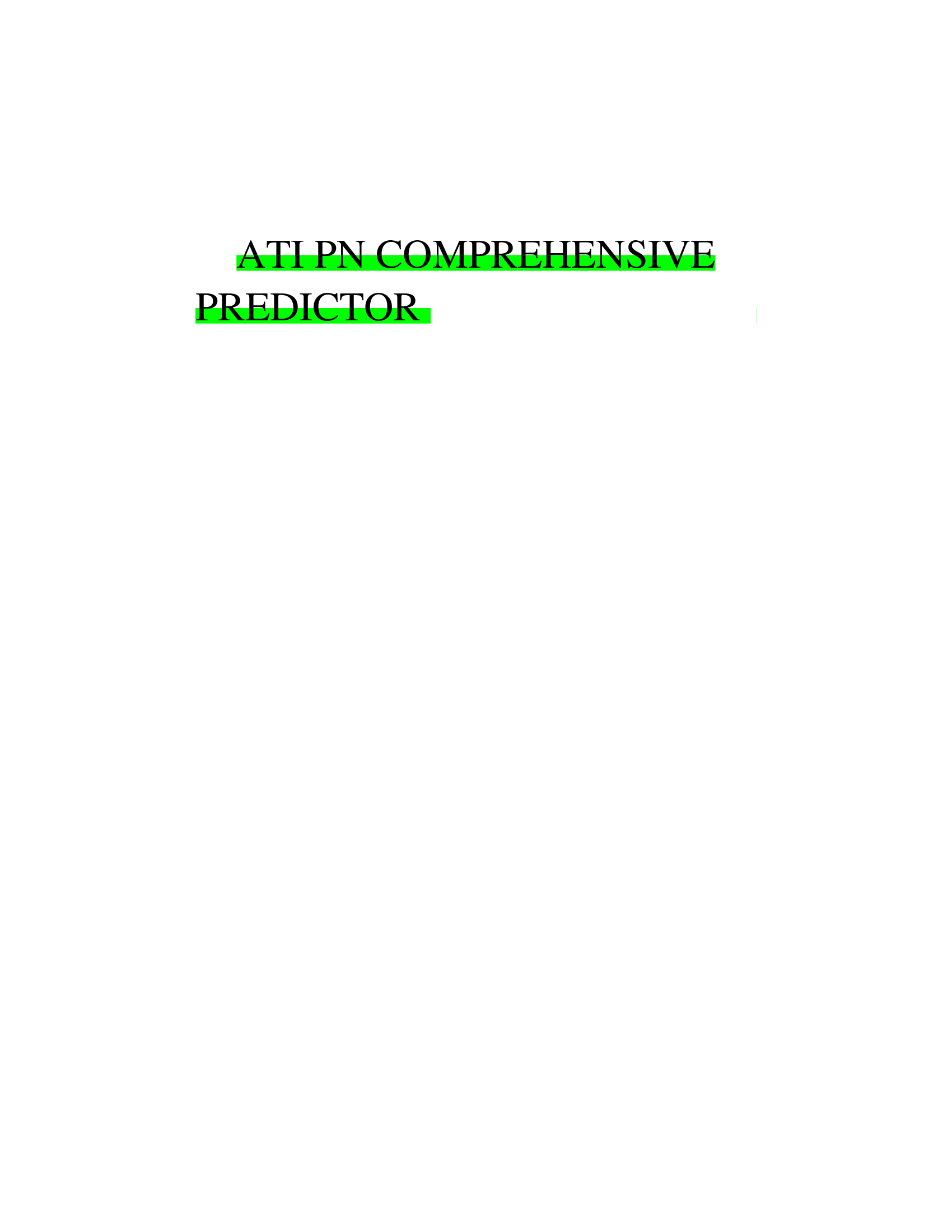 ATI PN Comprehensive Predictor Exam 2026 (Verified 100 Correct)