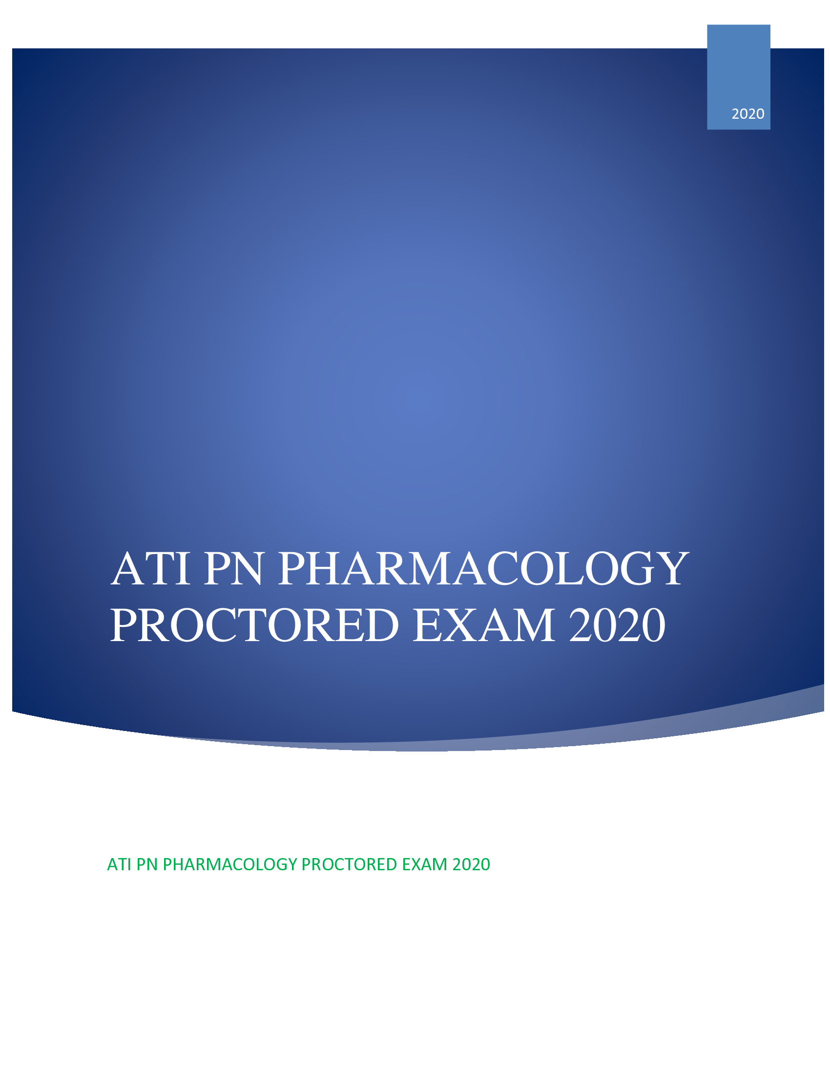 ATI PN Pharmacology Proctored Exam 2020