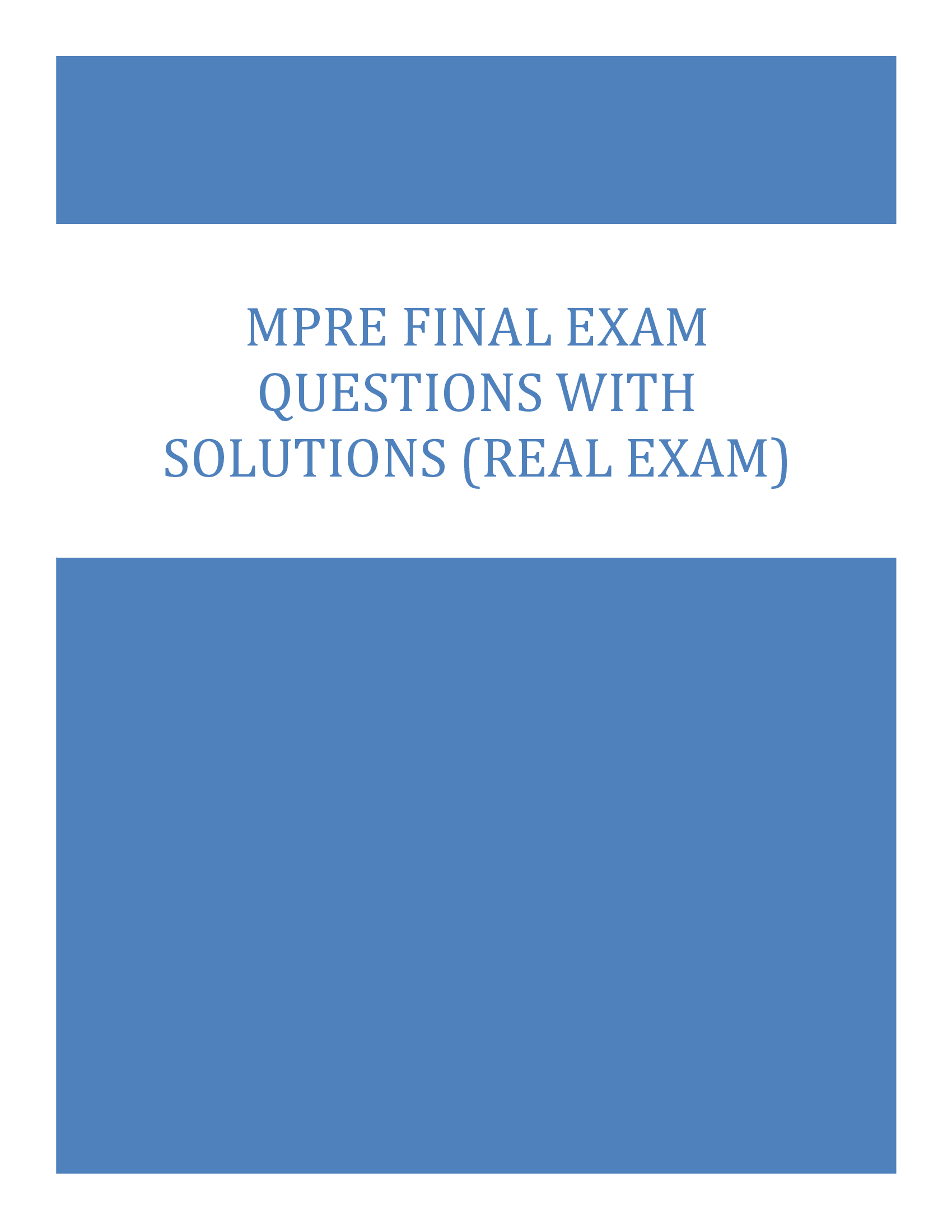 MPRE Final Exam Questions with Solutions (Real Exam 2024)